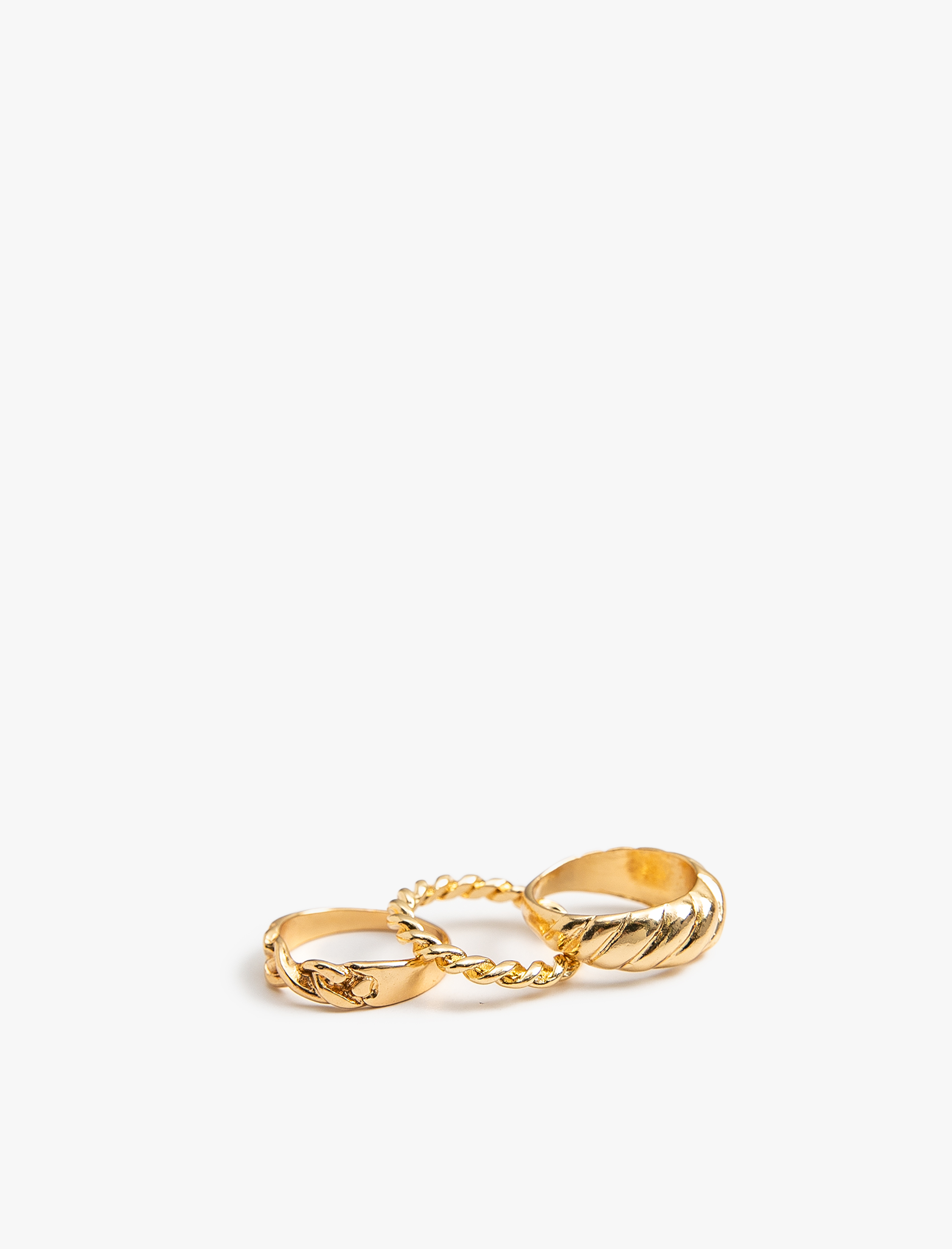  Kadın 3'lü Yüzük Seti Burgu Zincir Şekilli