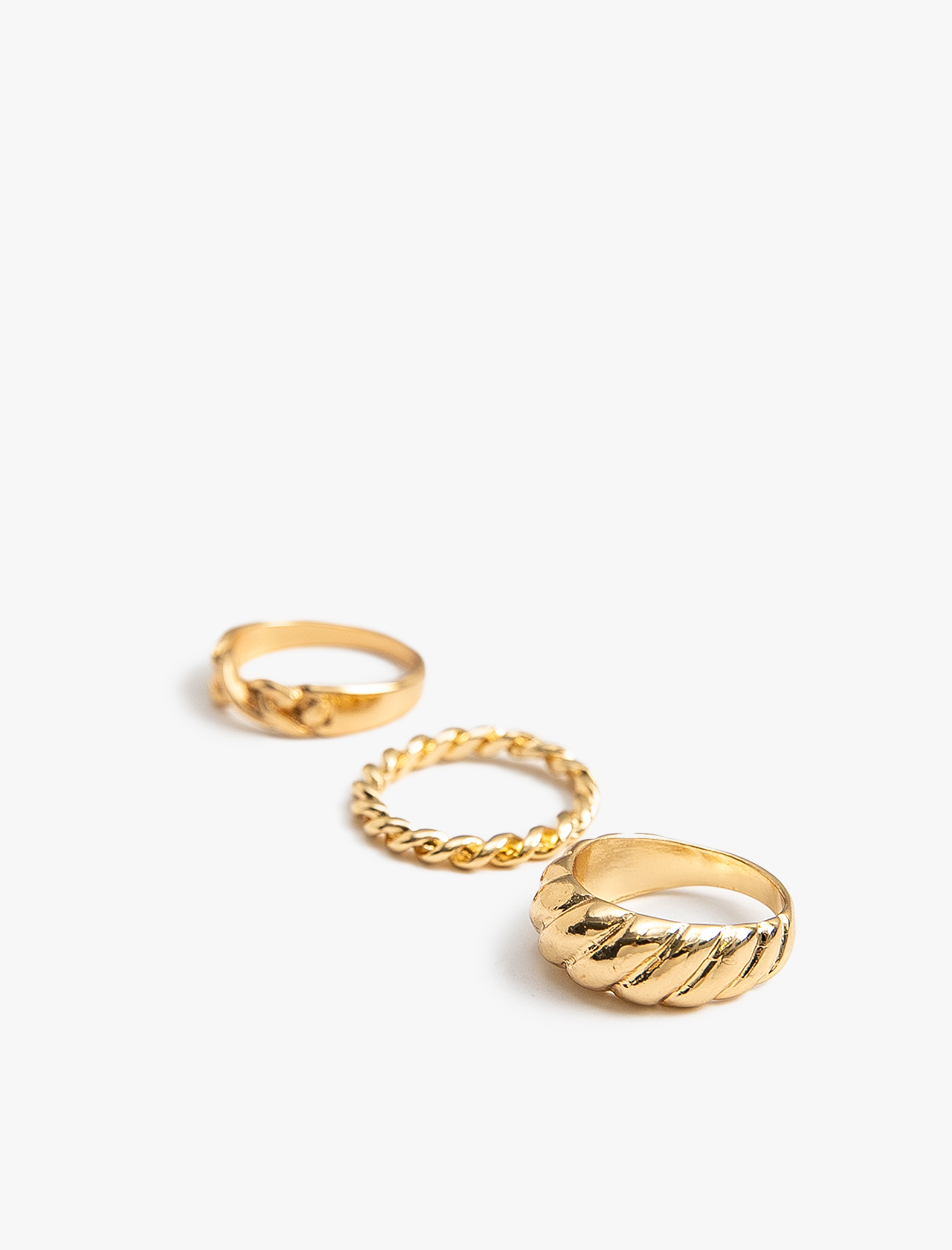  Kadın 3'lü Yüzük Seti Burgu Zincir Şekilli