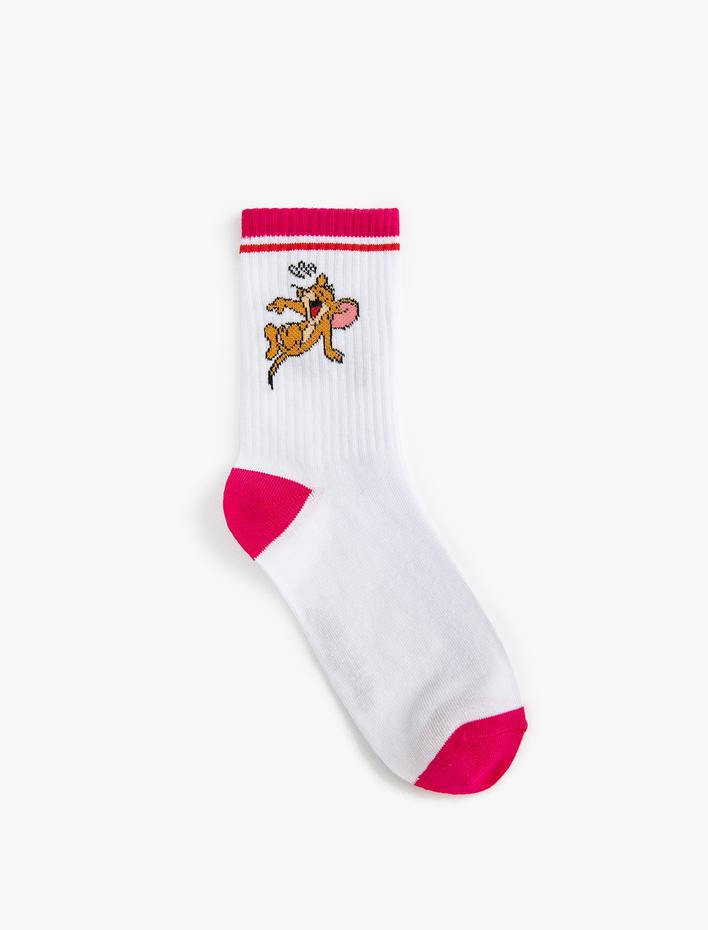 Kadın Tom ve Jerry Soket Çorap Lisanslı İşlemeli