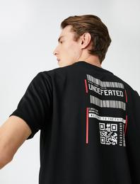 Spor Tişört Etiket Baskılı Bisiklet Yaka Kısa Kollu Nefes Alan Kumaş