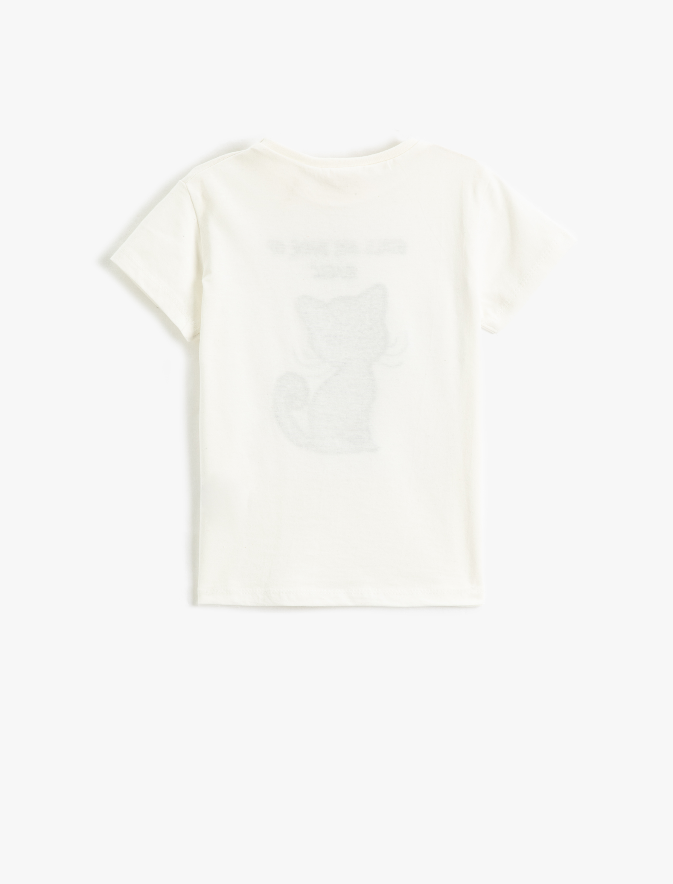  Kız Çocuk Tişört Kısa Kollu Bisiklet Yaka Kedi Pul Payet İşlemeli