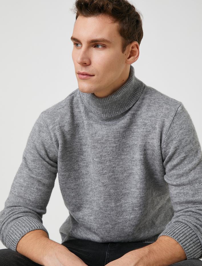  Boğazlı Triko Kazak Uzun Kollu Kırçıllı