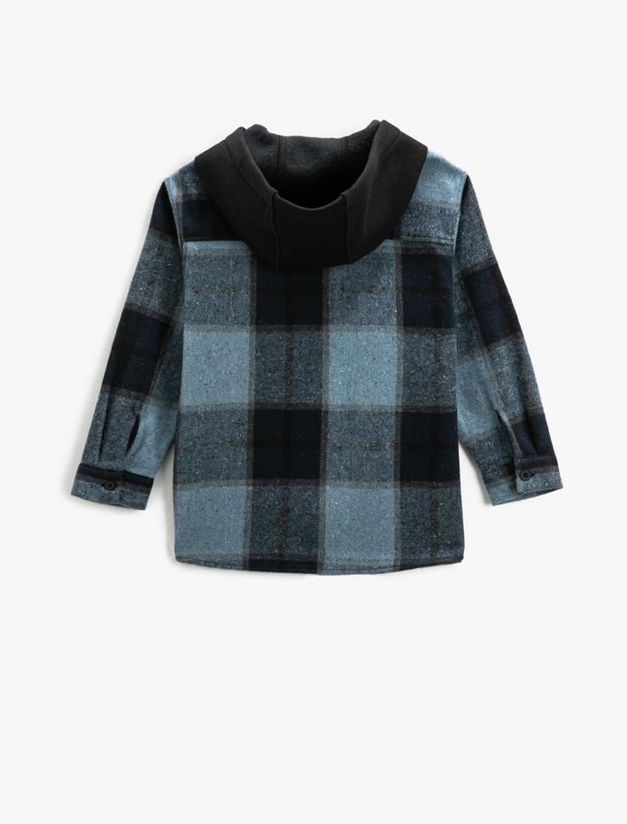 Erkek Çocuk Kapşonlu Gömlek Ceket Fermuarlı Yumuşak Dokulu Cepli