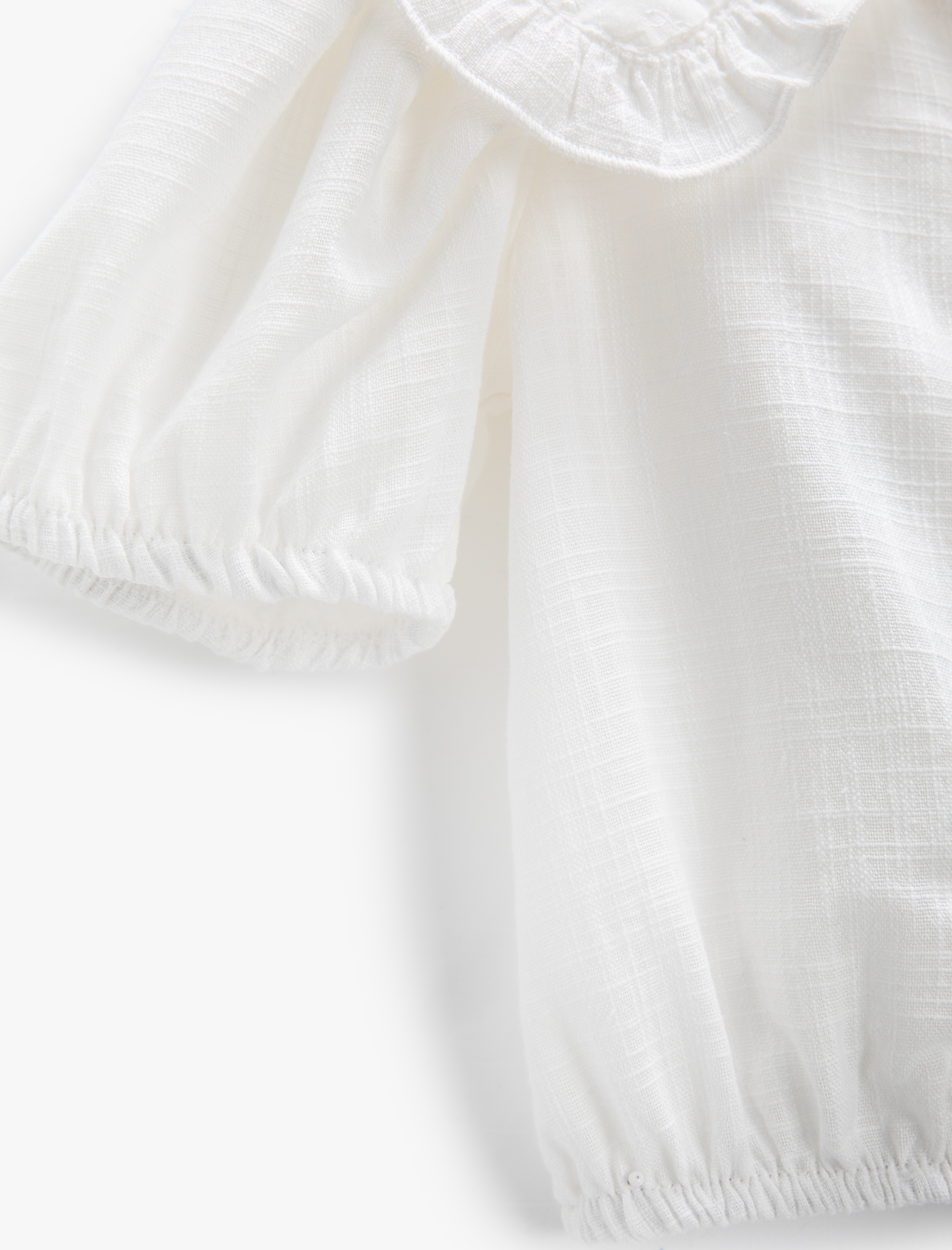  Kız Bebek Gömlek Crop Bebe Yaka Kısa Balon Kollu Beli Lastikli