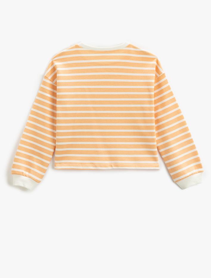 Kız Çocuk Crop Sweatshirt Bisiklet Yaka Yumuşak Dokulu