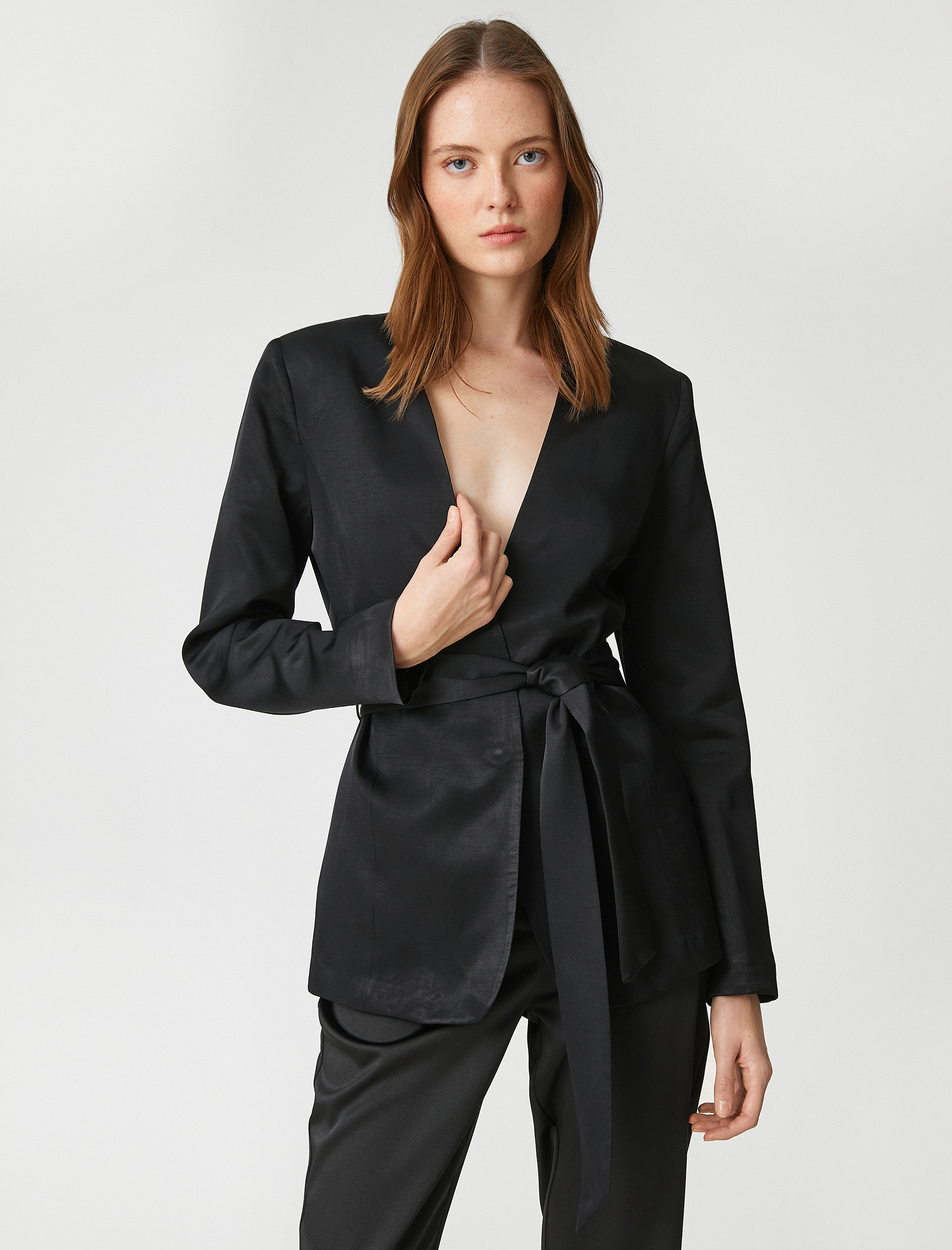   Kimono Görünümlü Ceket Kuşaklı