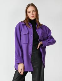 Oversize Gömlek Ceket Çıtçıtlı Cepli