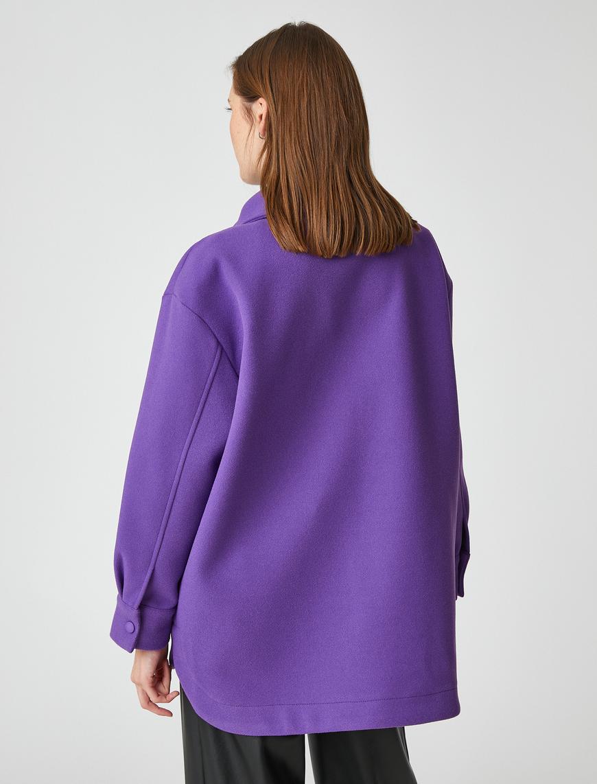   Oversize Gömlek Ceket Çıtçıtlı Cepli