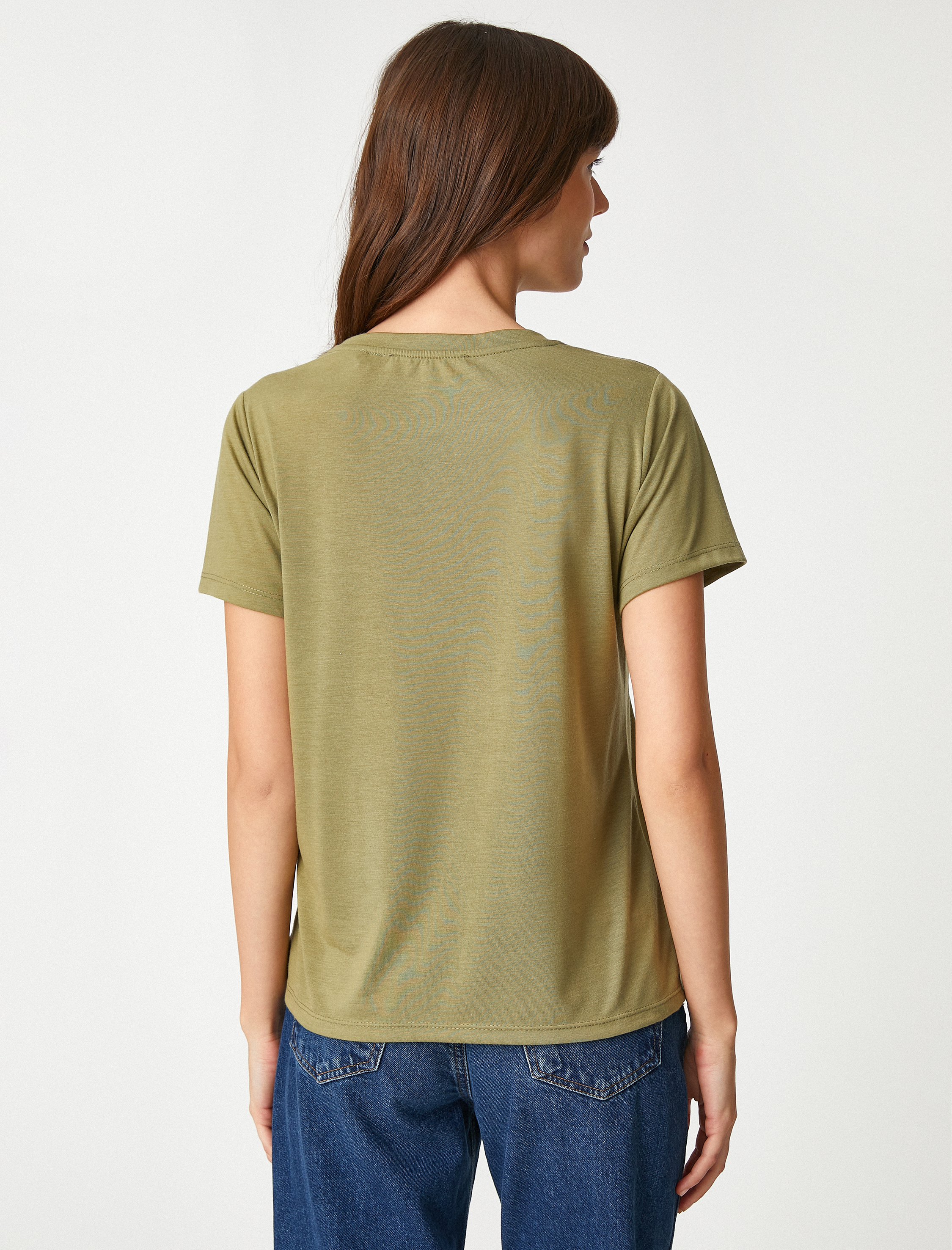   Baskılı Tişört Kısa Kollu Bisiklet Yaka