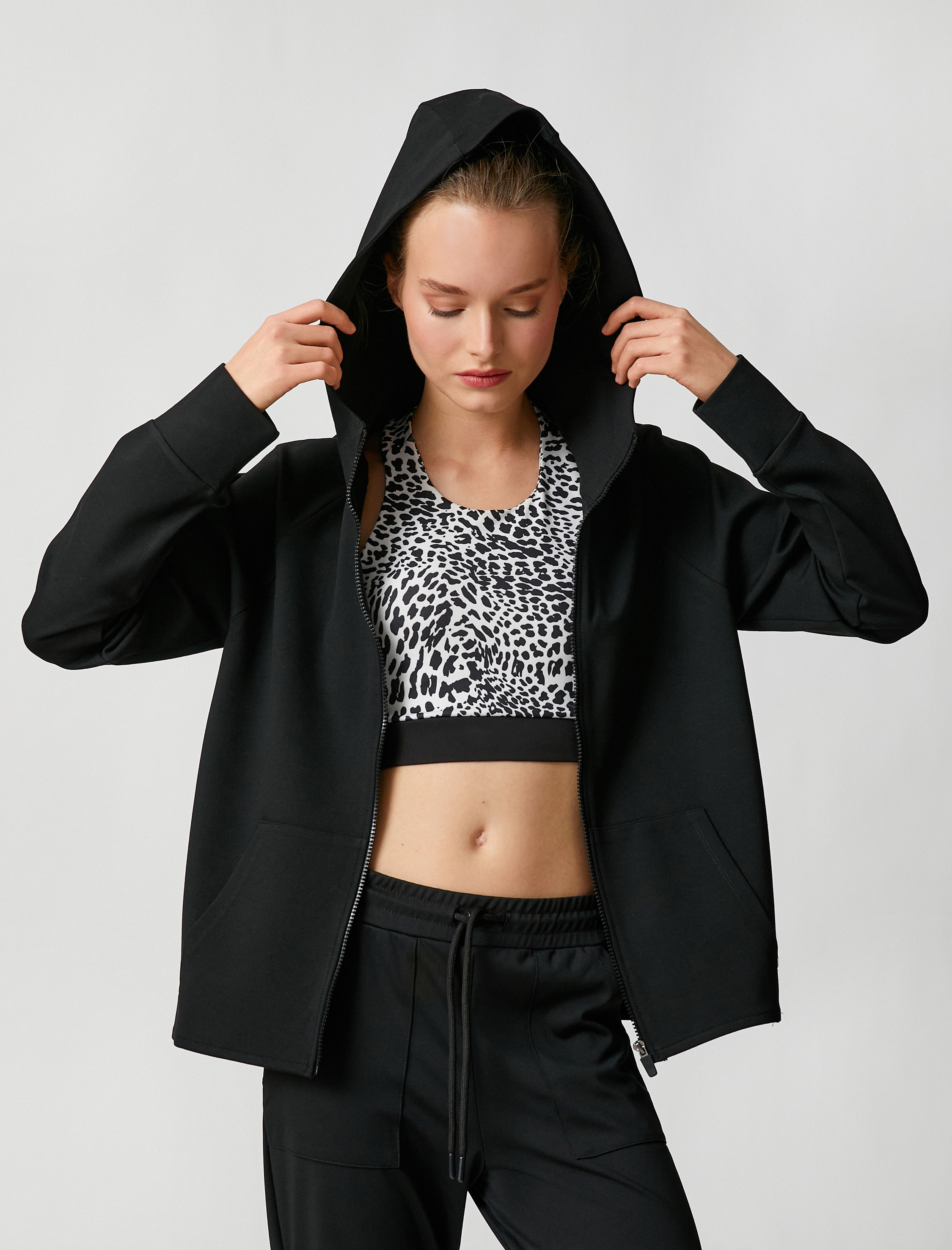   Fermuarlı Sweatshirt Kanguru Cepli Kalın Dokulu