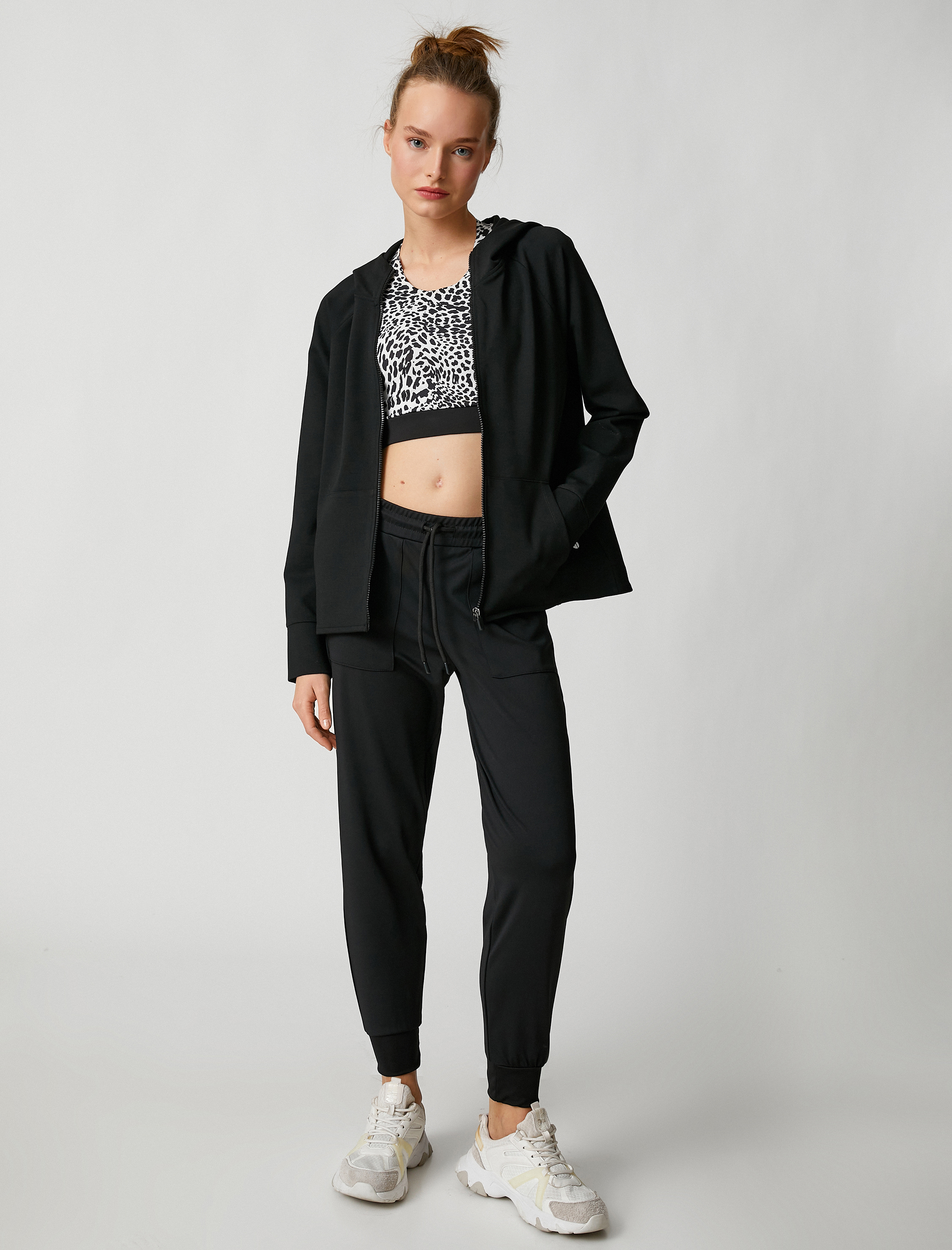   Fermuarlı Sweatshirt Kanguru Cepli Kalın Dokulu