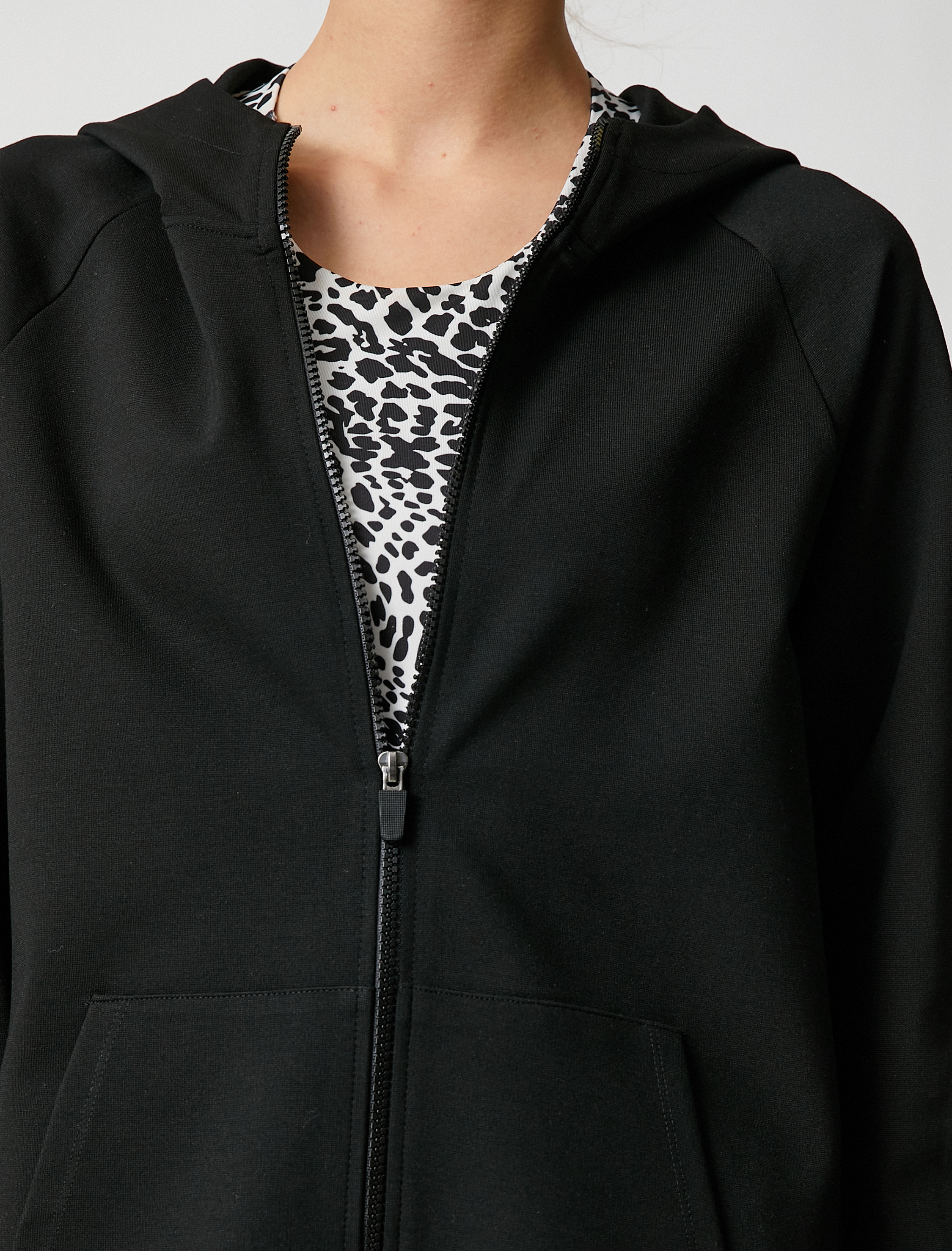   Fermuarlı Sweatshirt Kanguru Cepli Kalın Dokulu