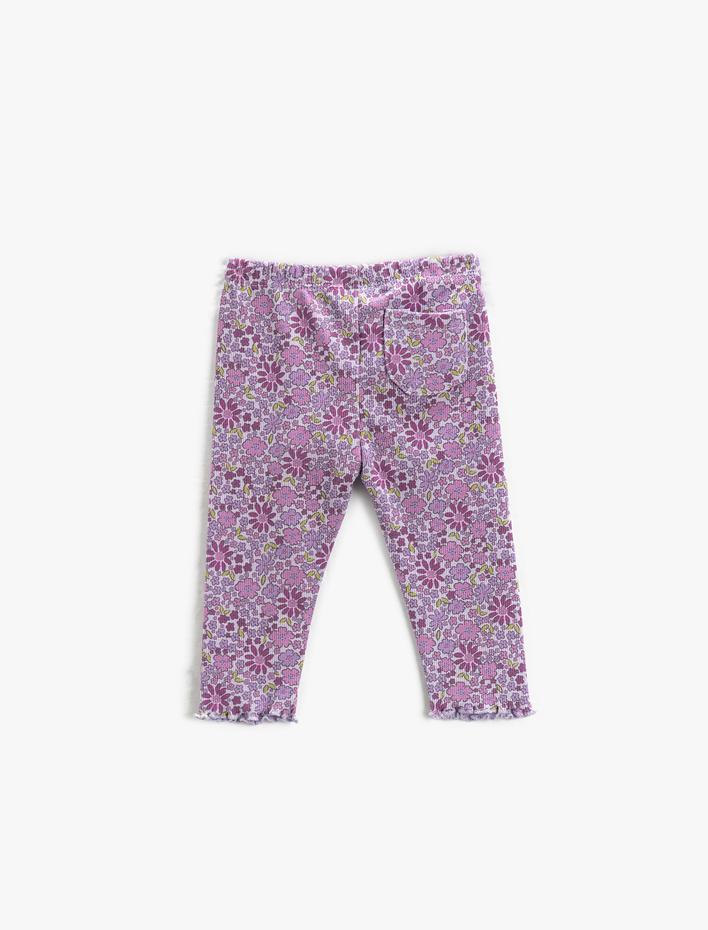 Kız Bebek Çiçekli Tayt Beli Lastikli