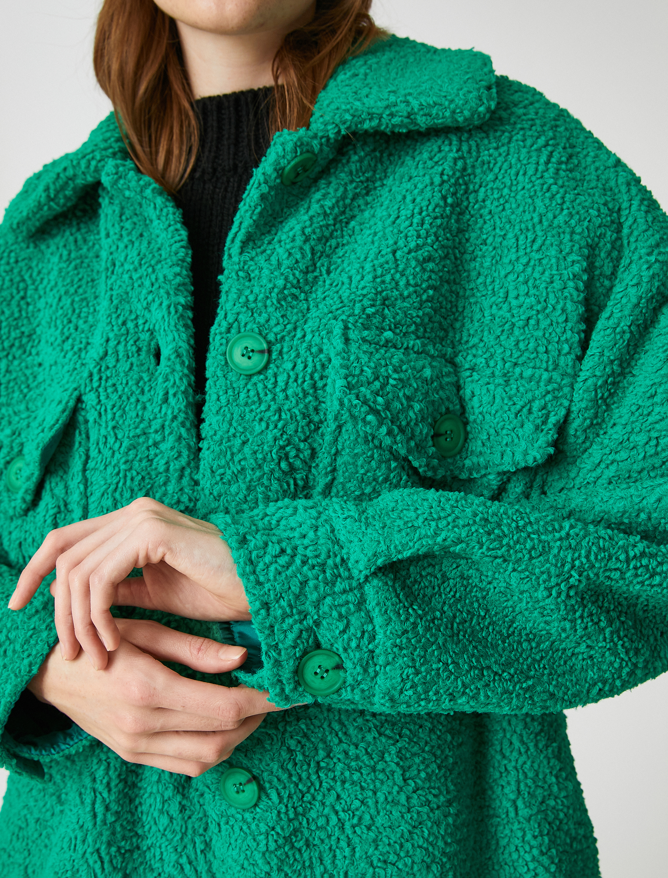   Cepli Oversize Peluş Ceket