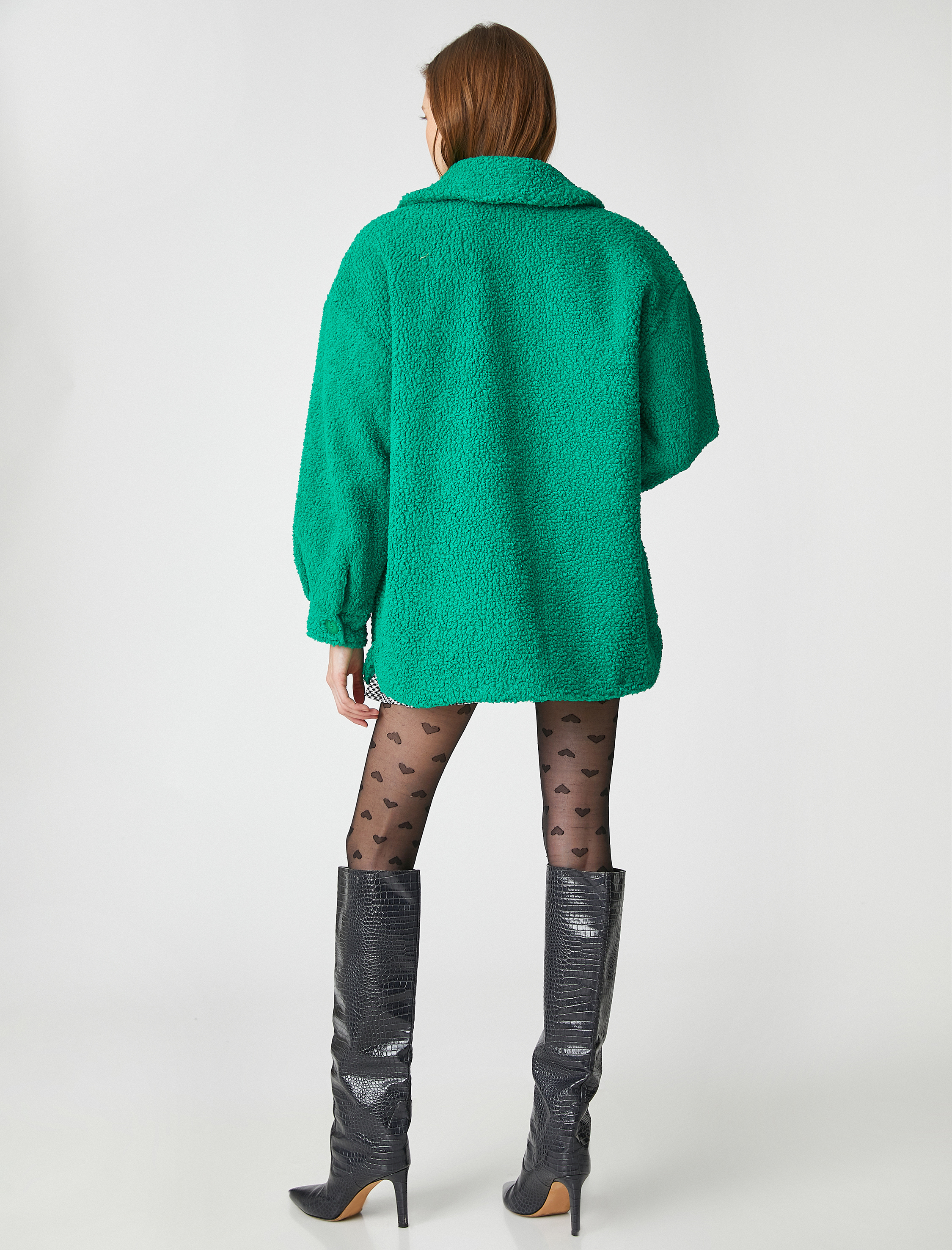   Cepli Oversize Peluş Ceket