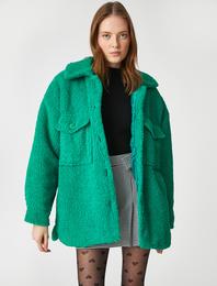 Cepli Oversize Peluş Ceket