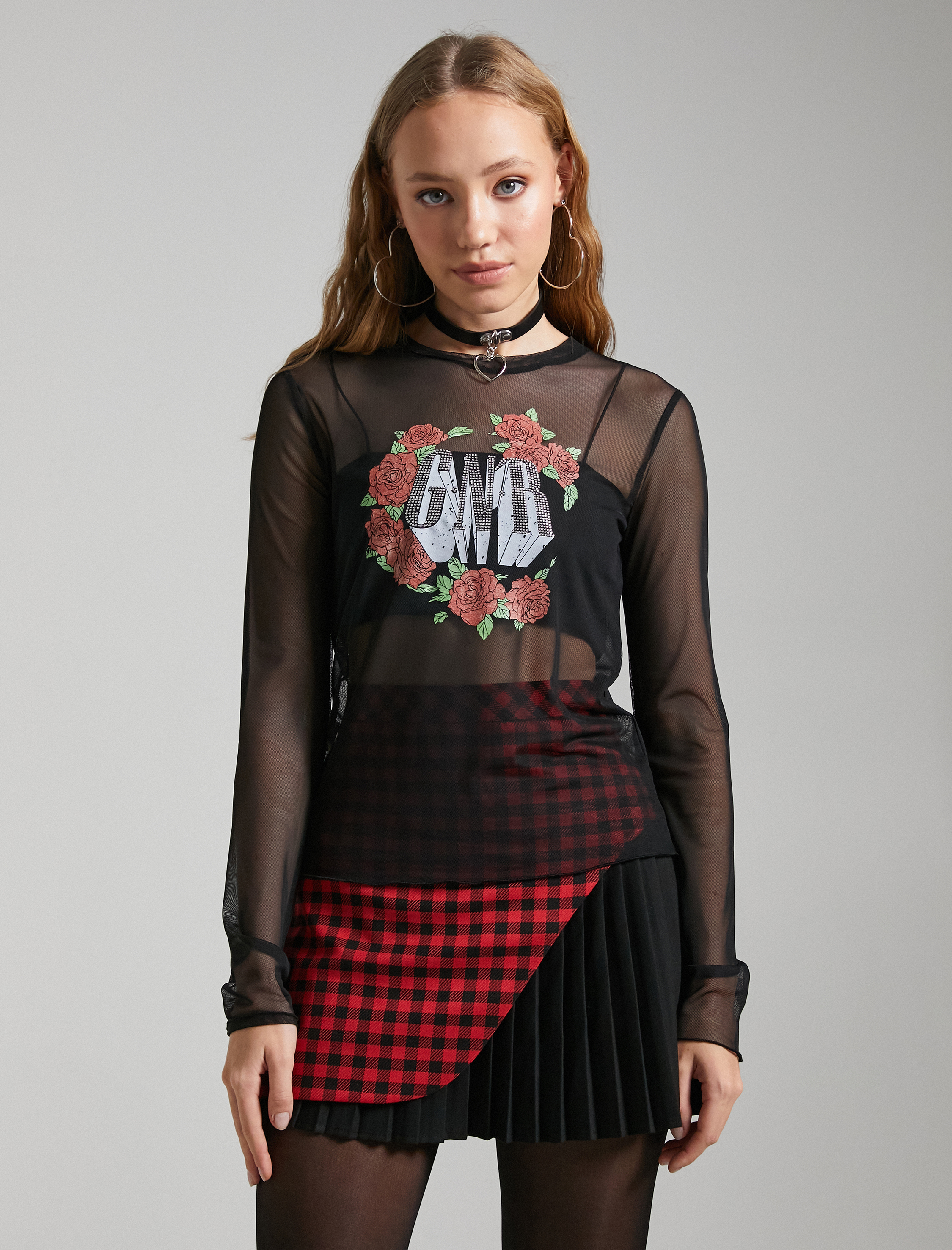 Guns N' Roses Lisanslı Baskılı Transparan Tişört Uzun Kollu