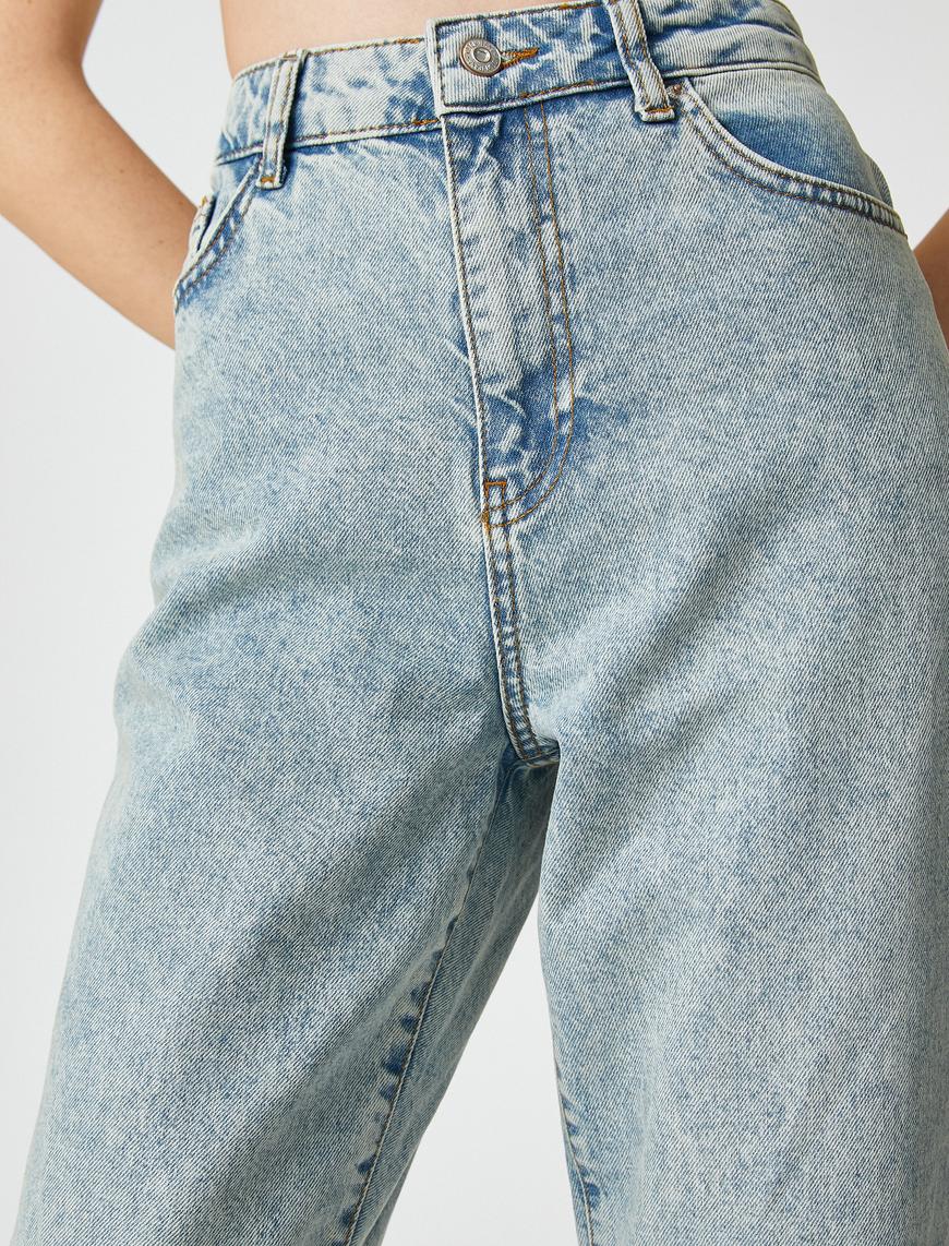   Yüksek Bel Kot Pantolon Rahat Kesim Hafif Dar Paça - Mom Jeans