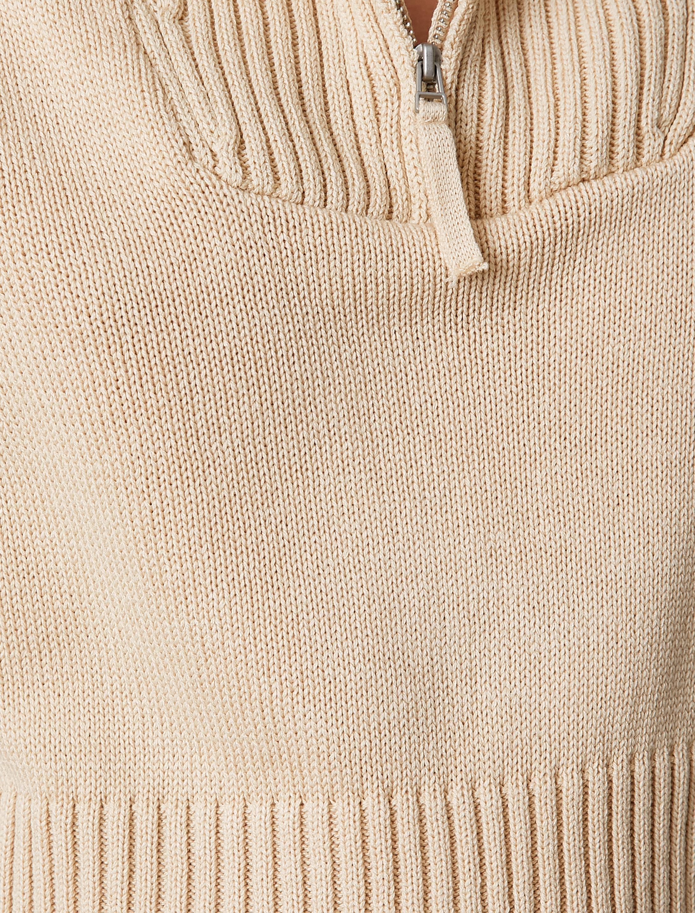   Crop Süveter Dik Yaka Yarım Fermuarlı Kolsuz Örgü