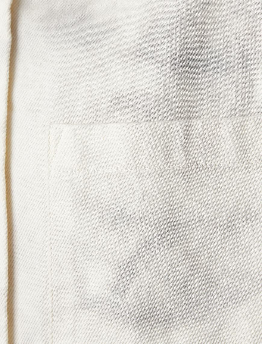   Kışlık Gömlek Kanvas Soyut Baskılı Cep Detaylı Klasik Yaka Düğmeli