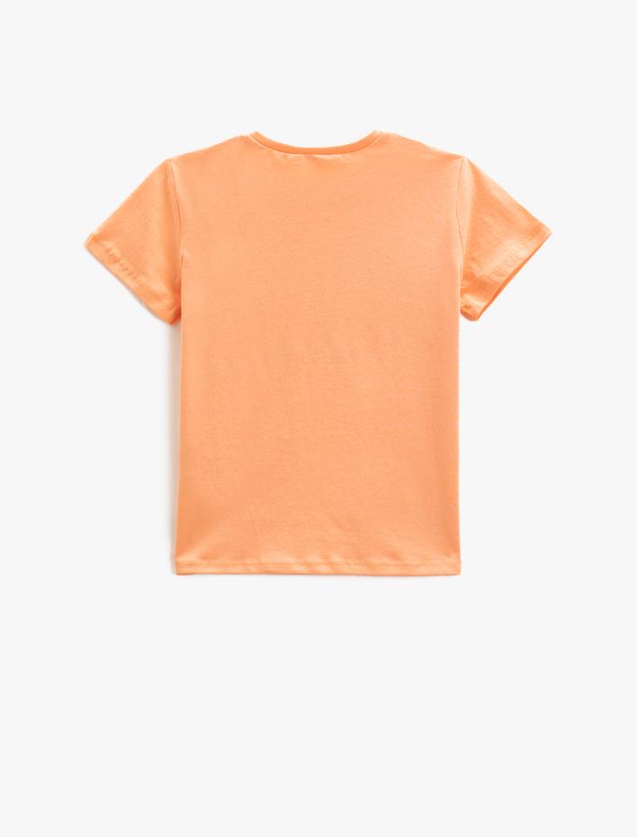 Kız Çocuk Kısa Kollu Tişört Miami Baskılı Bisiklet Yaka