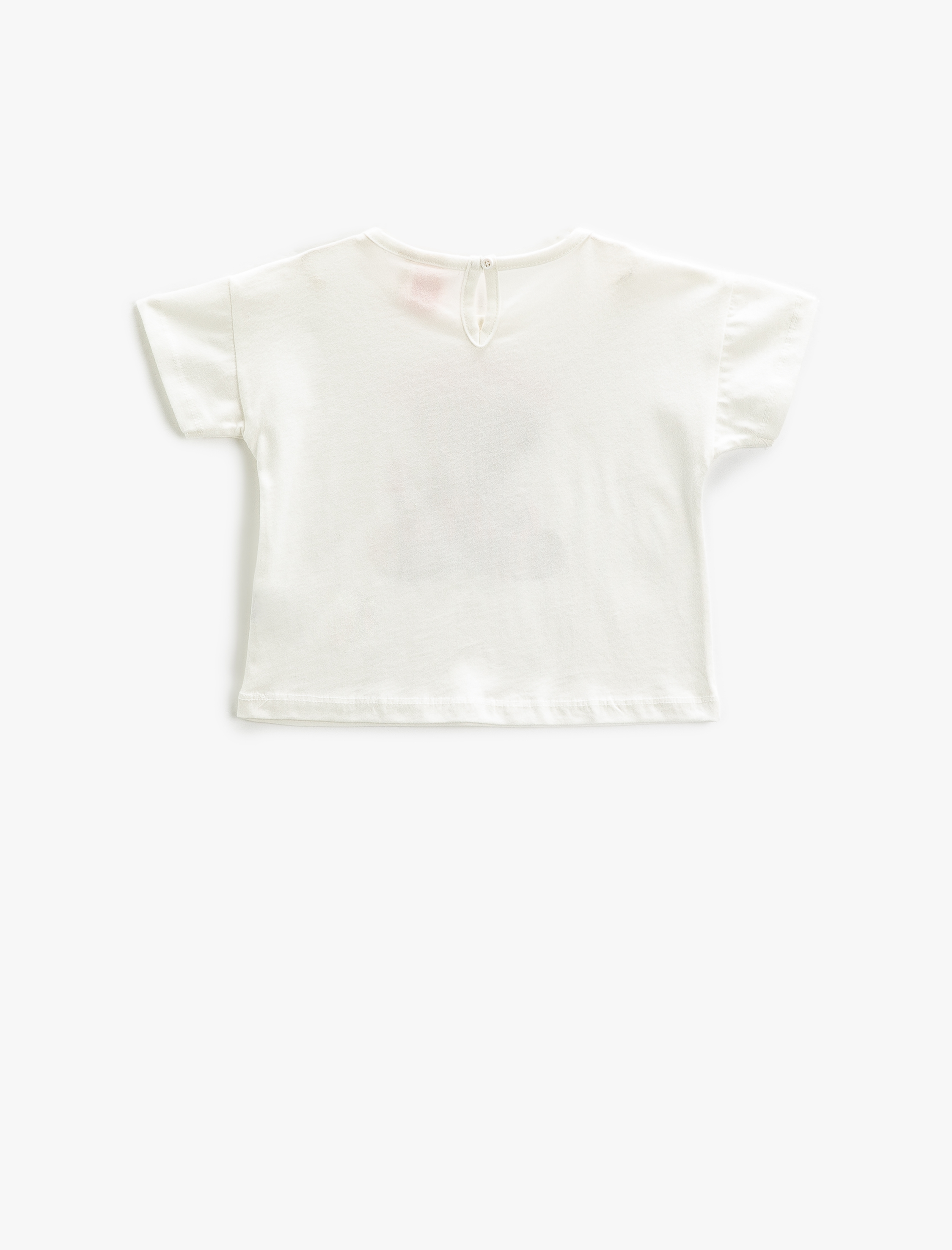  Kız Bebek Kısa Kollu Tişört Bisiklet Yaka  Ayıcık Baskılı