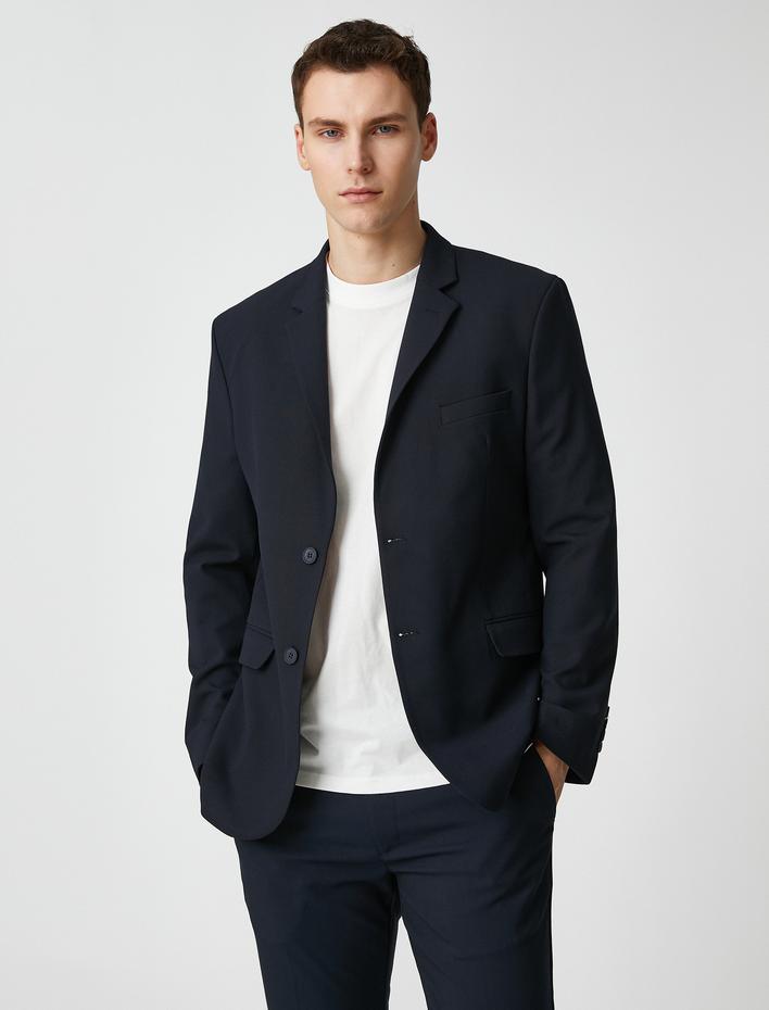 Basic Blazer Ceket Düğmeli Cep Detaylı