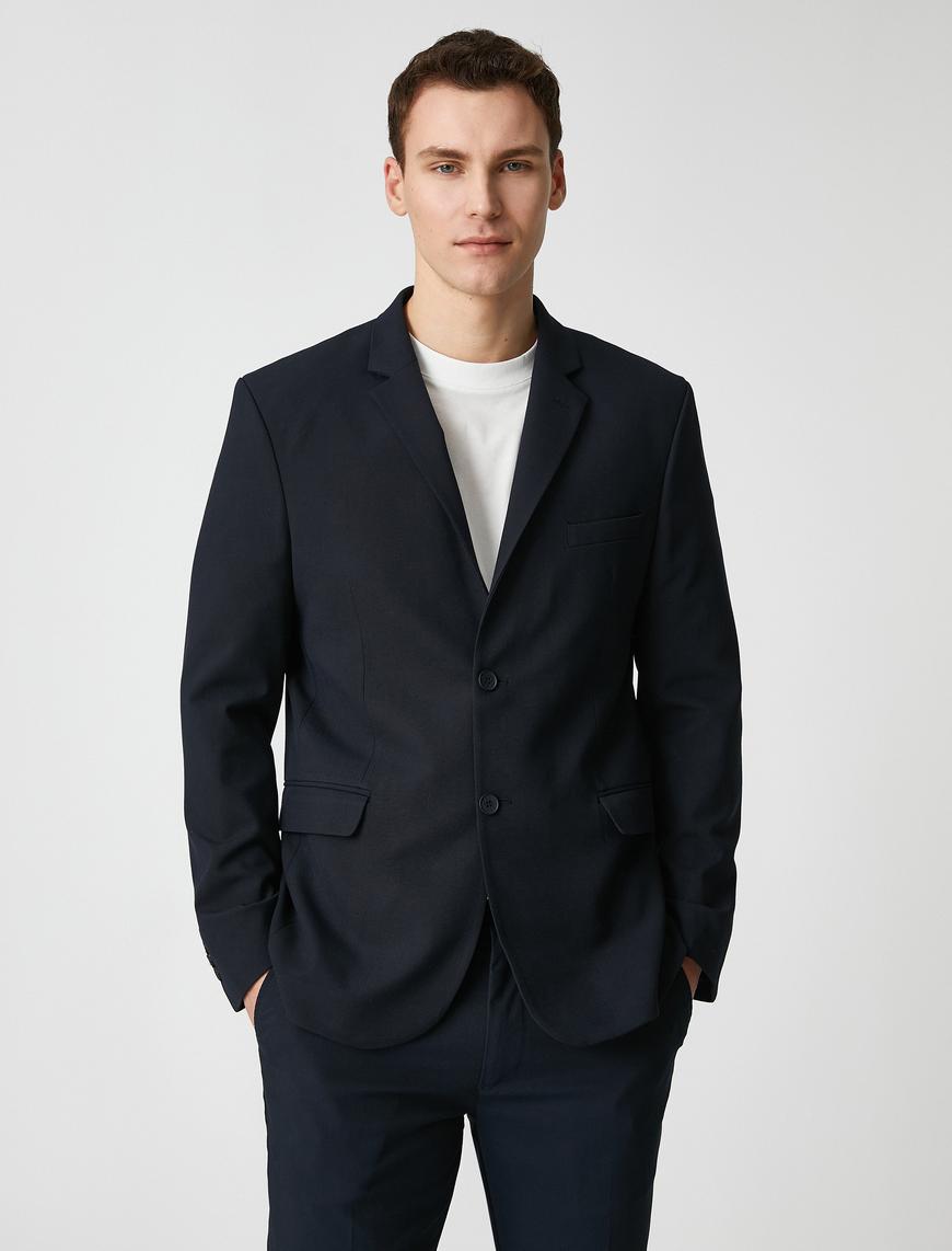   Basic Blazer Ceket Düğmeli Cep Detaylı