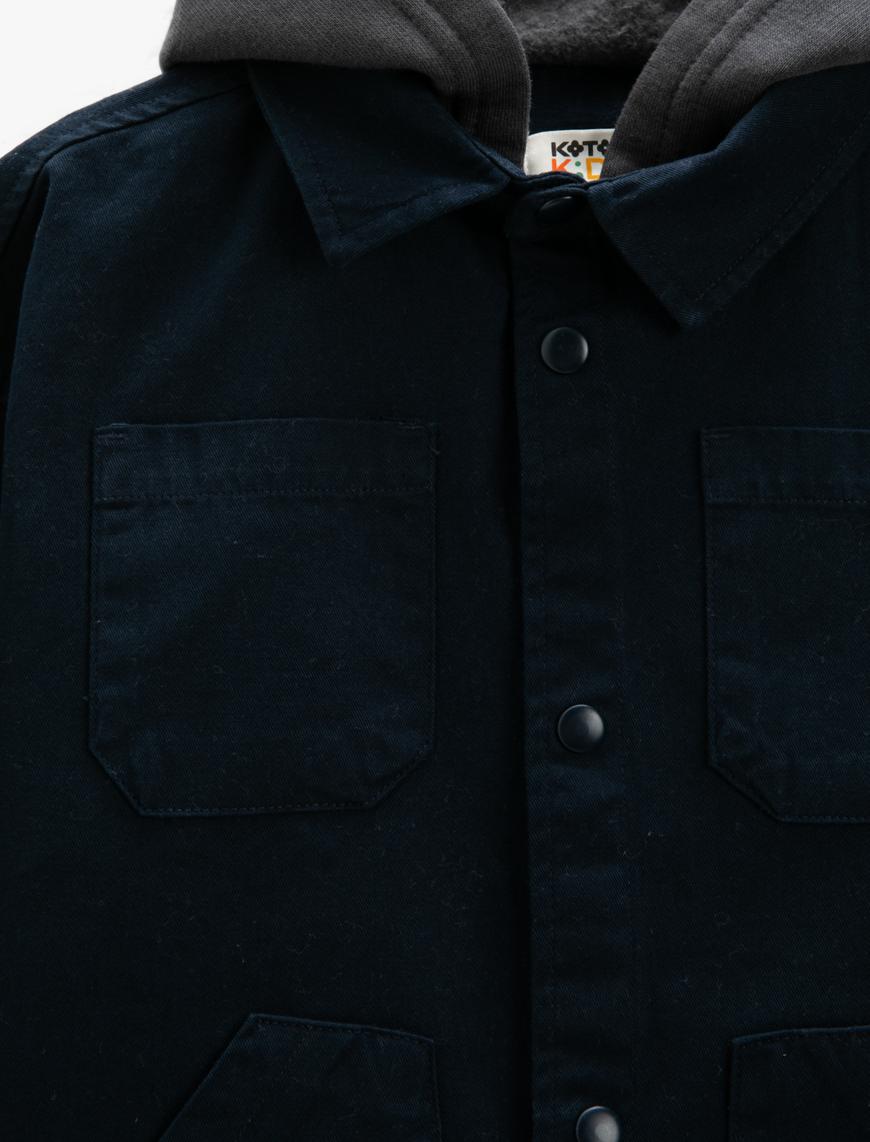  Erkek Çocuk Oversize Kapüşonlu Ceket Cepli Pamuklu