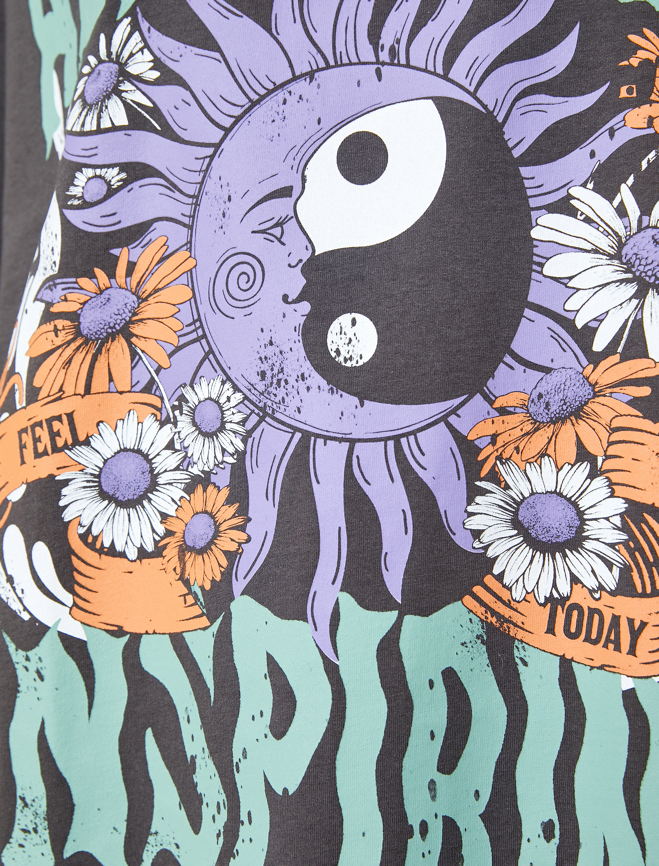   Baskılı Tişört Oversize Bisiklet Yaka Kısa Kollu