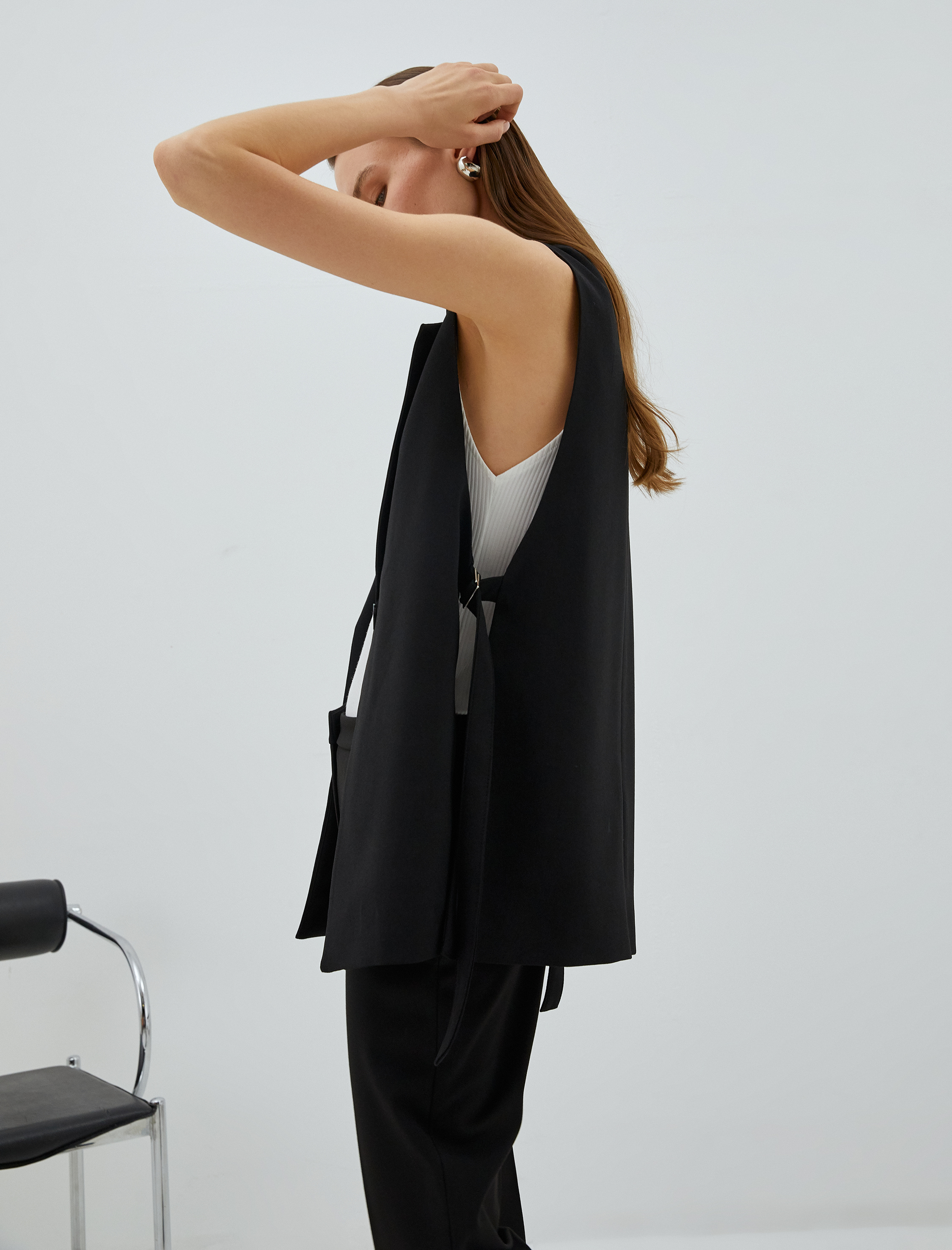   Blazer Yelek Tek Düğmeli Arkası Kuşaklı