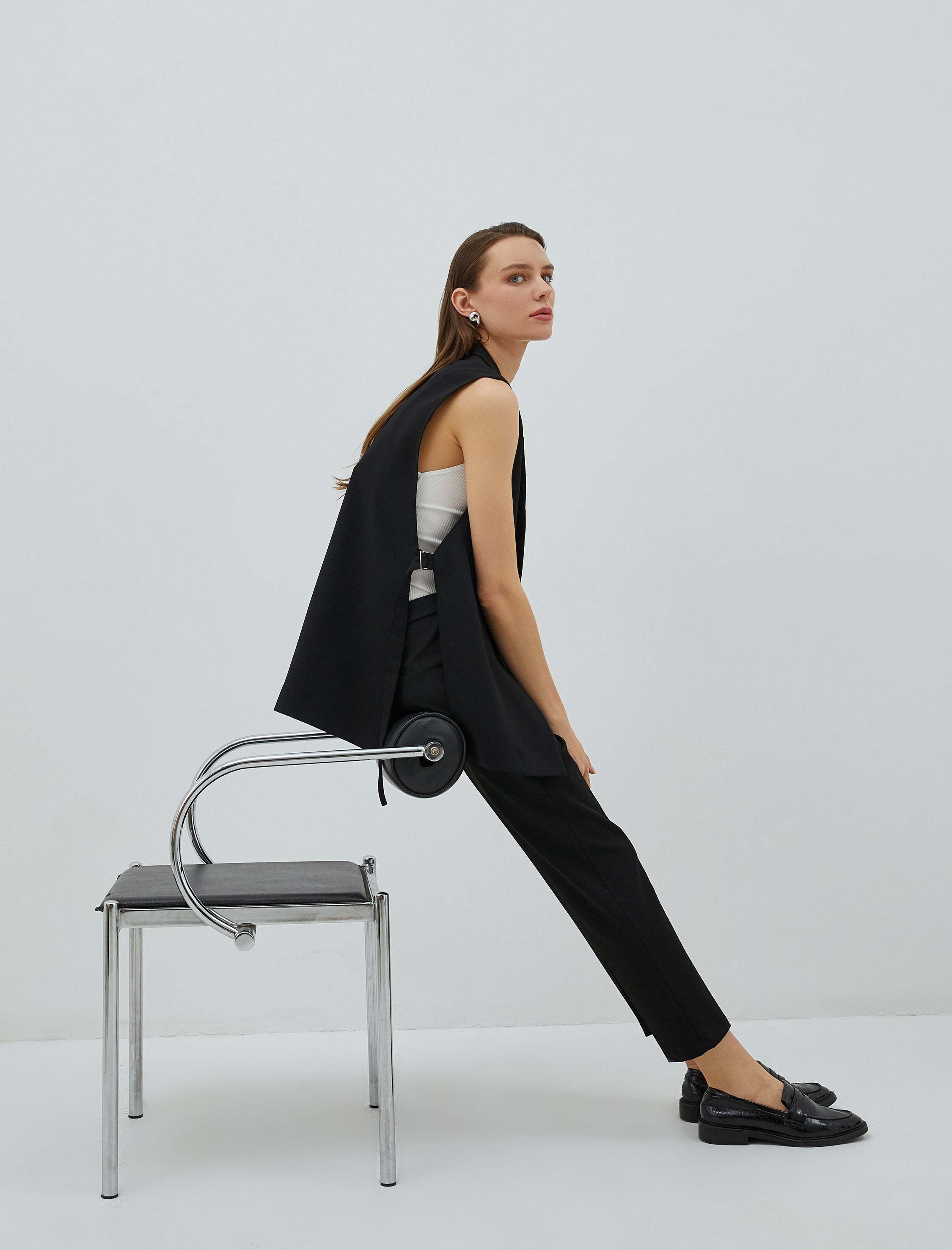   Blazer Yelek Tek Düğmeli Arkası Kuşaklı