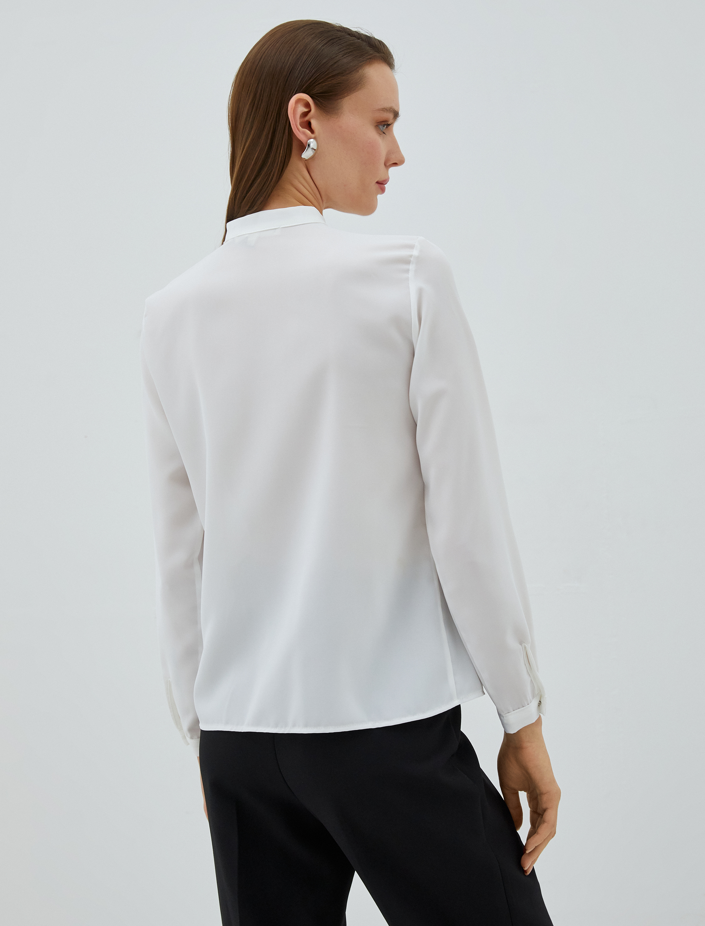   Hakim Yaka Gömlek Gizli Düğmeli Uzun Kollu