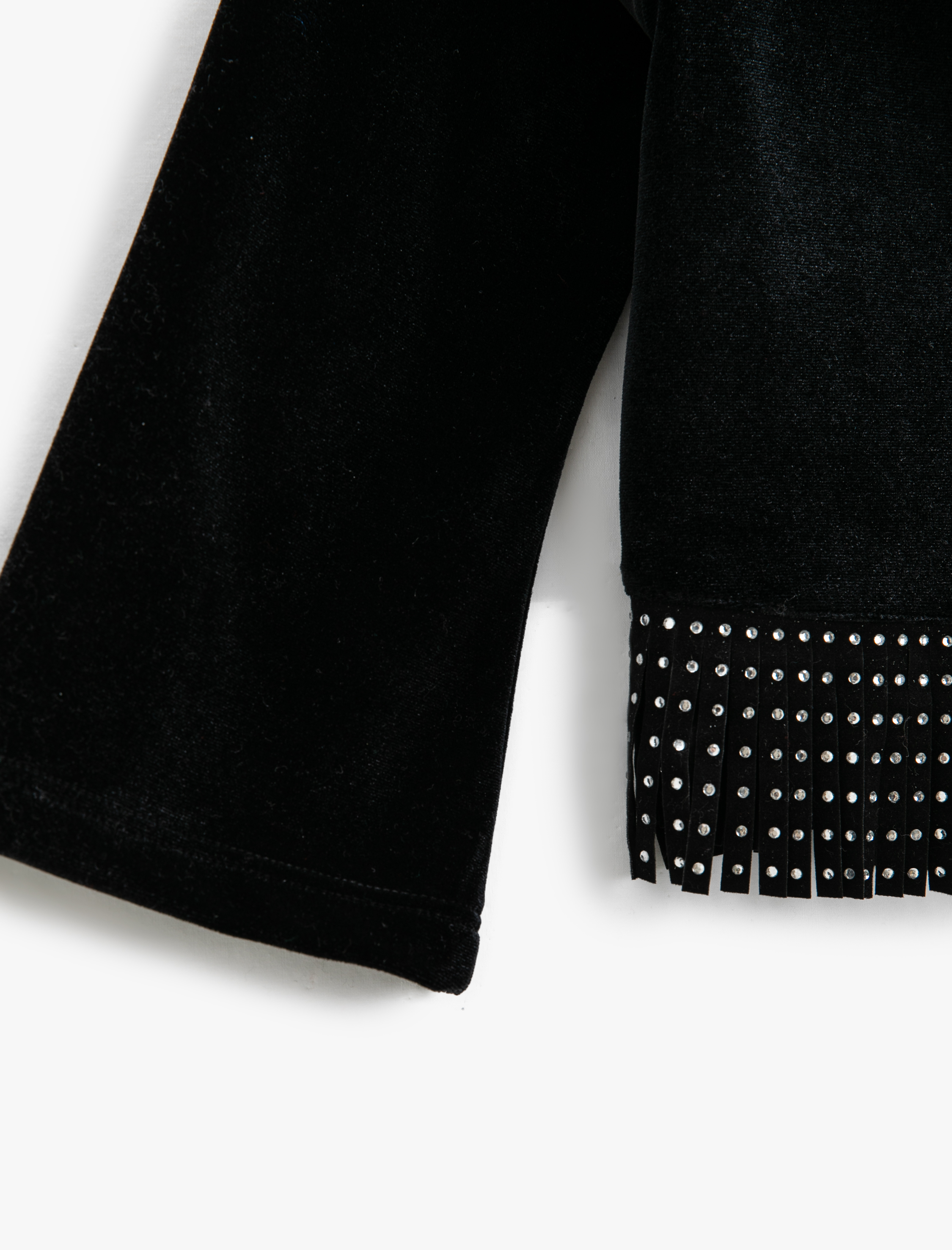  Kız Çocuk Crop Püsküllü Tişört Uzun Geniş Kollu U Yaka