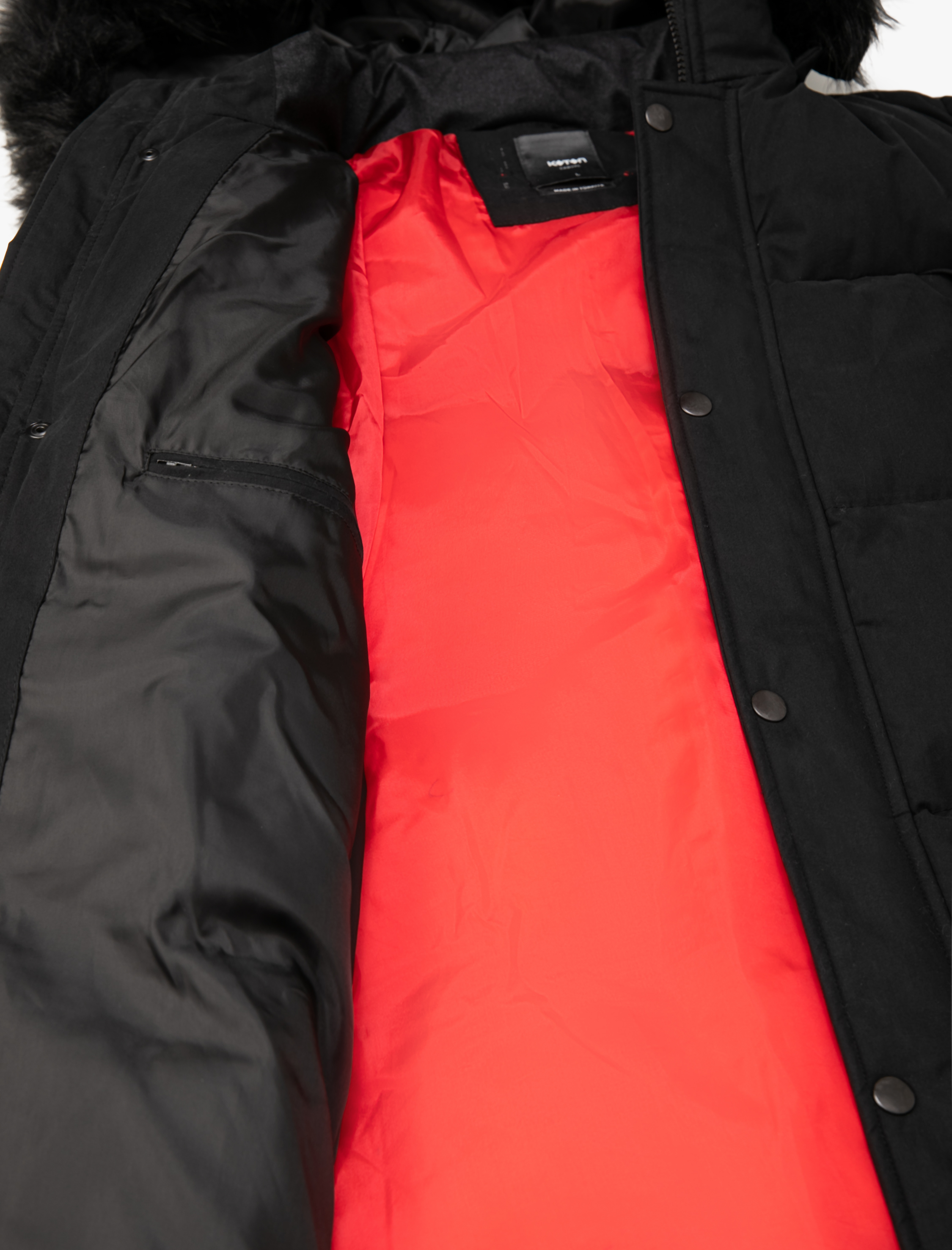   Anorak Kapşonlu Şişme Mont Cepli Yaka Detaylı Fermuarlı