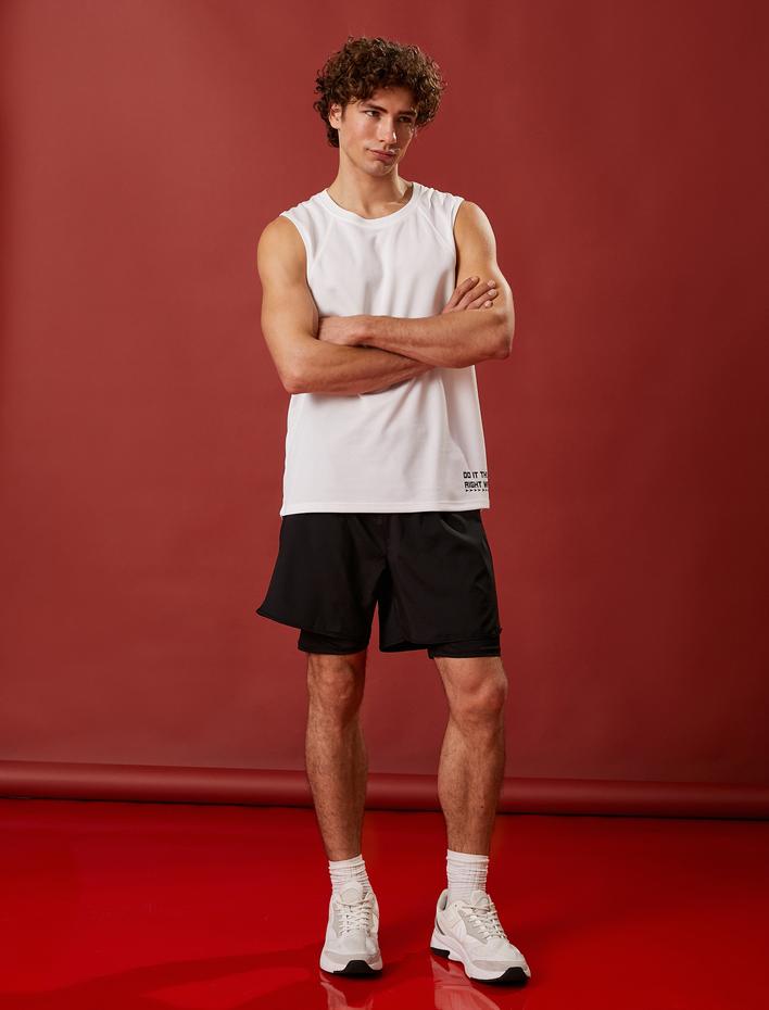  Minimal Baskılı Atlet Bisiklet Yaka