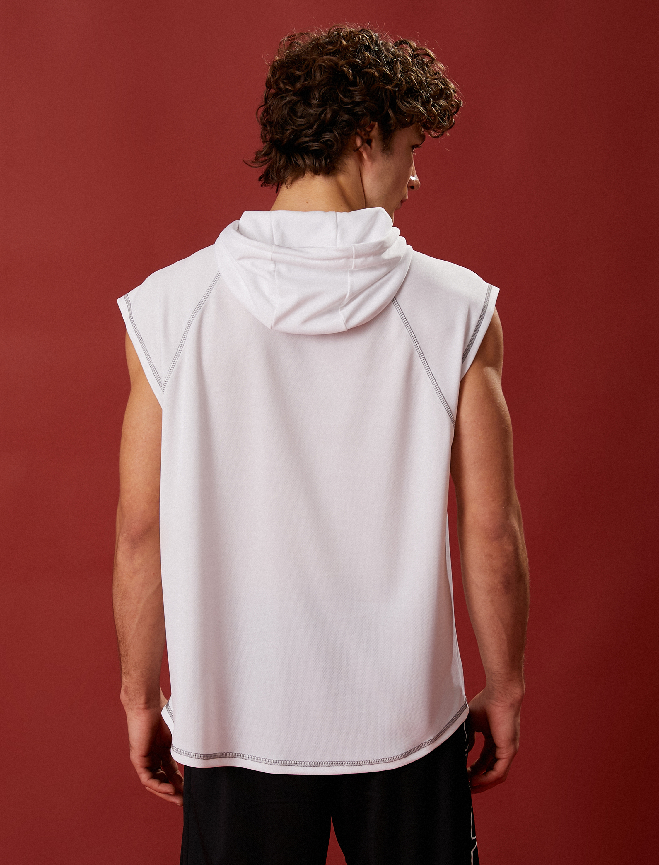   Kapüşonlu Spor Kolsuz Sweatshirt