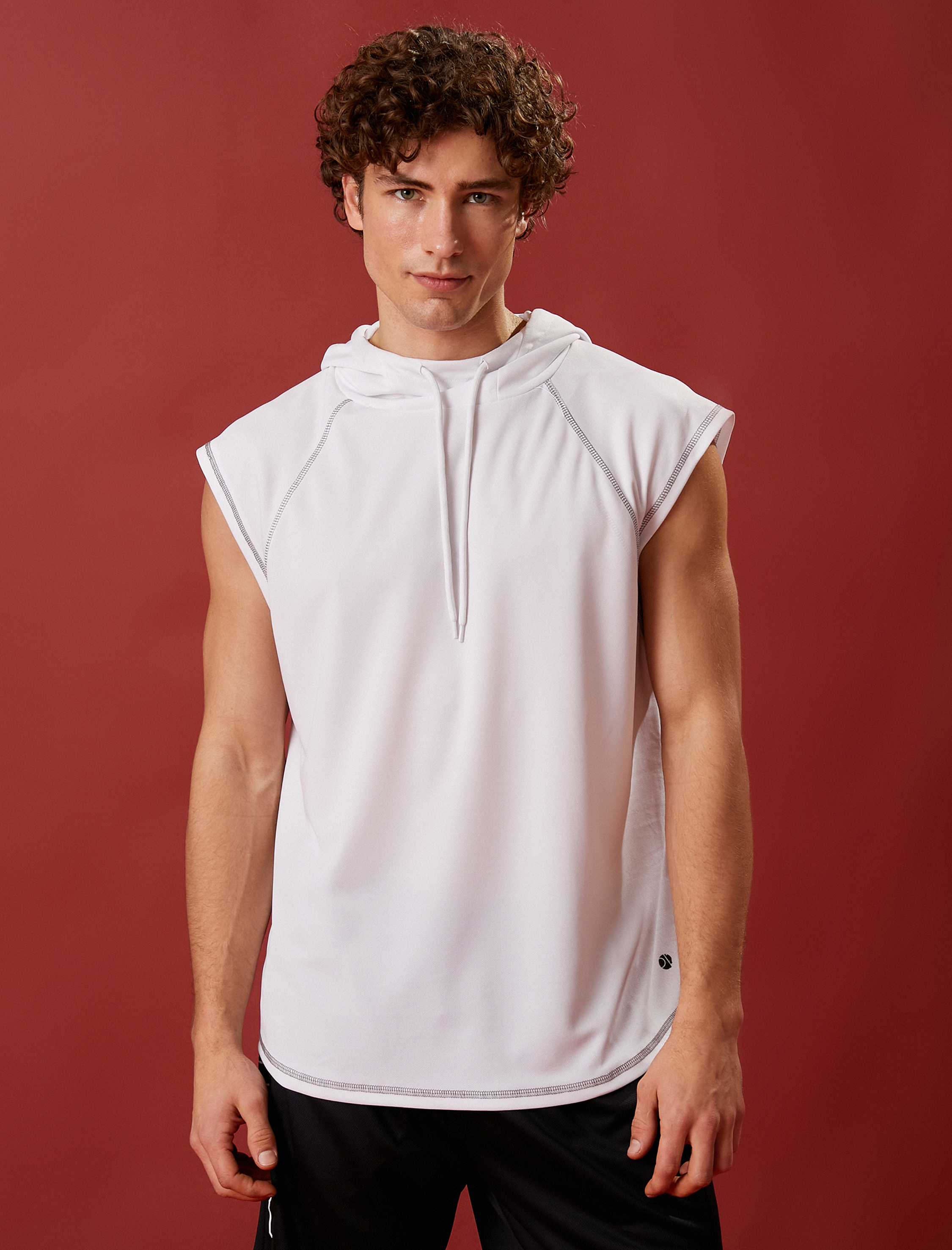   Kapüşonlu Spor Kolsuz Sweatshirt