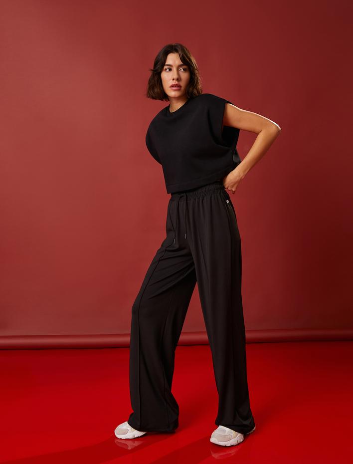  Crop 3 İplik Spor Sweatshirt Şardonlu