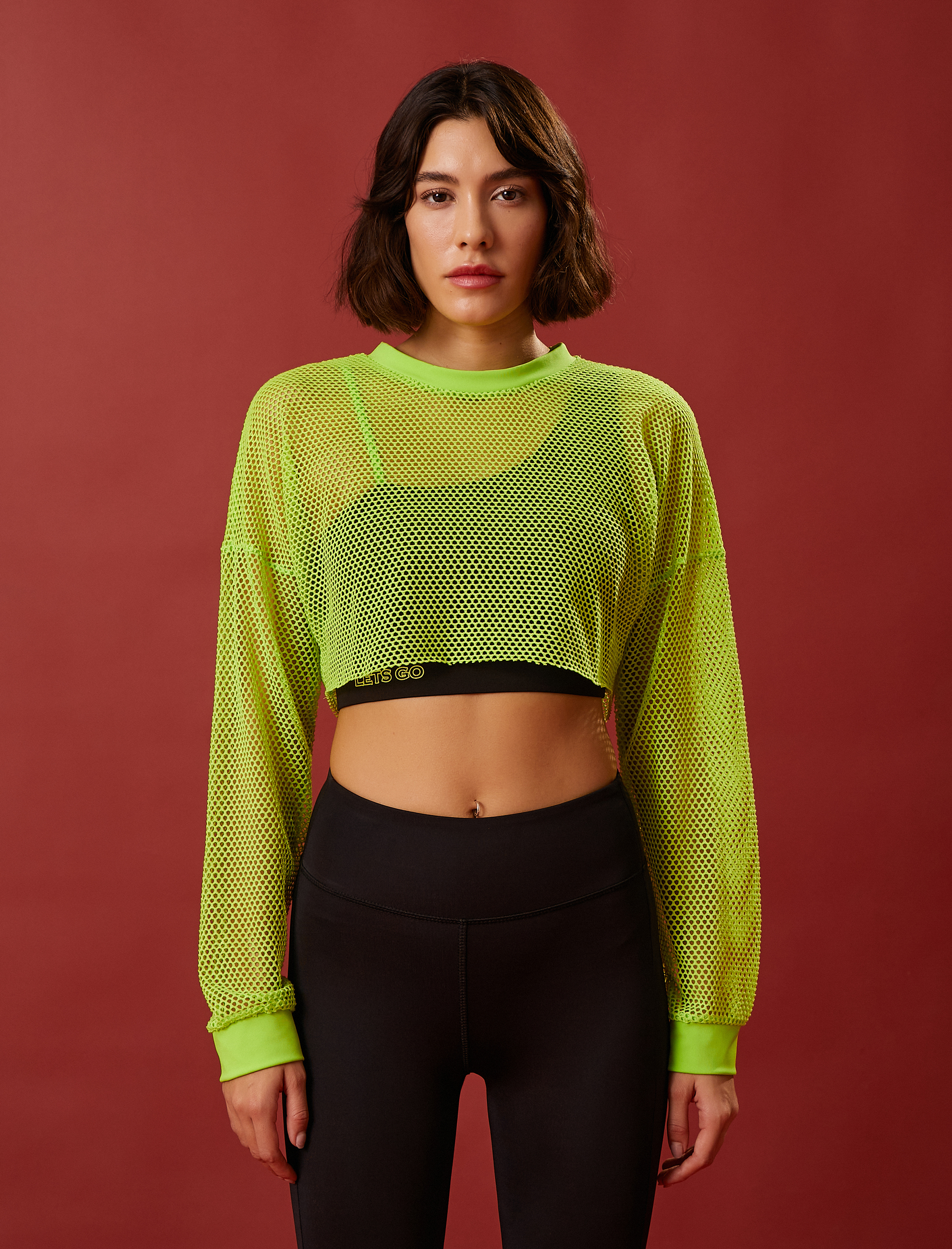   Crop File Spor Tişört Uzun Kollu Relax Fit