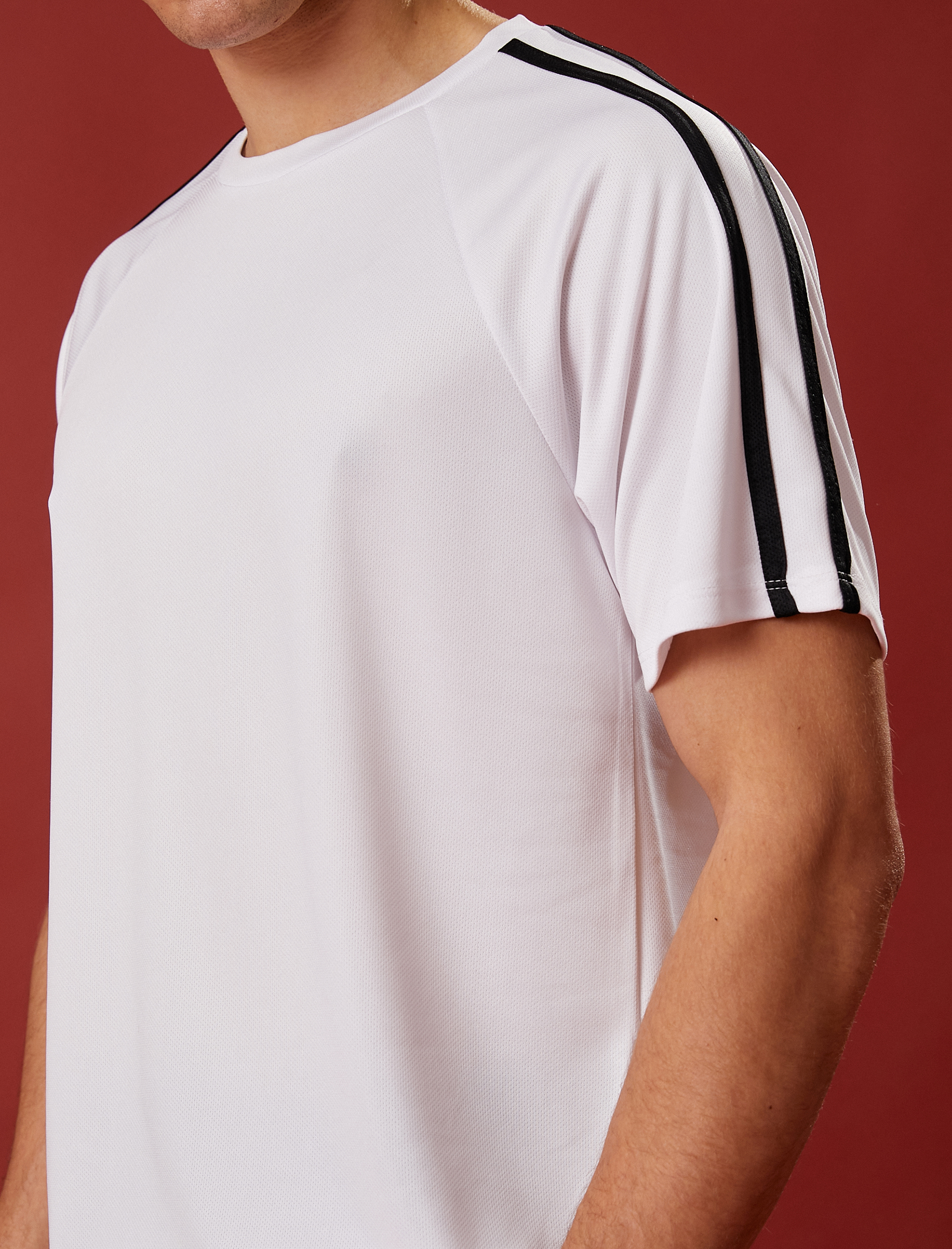   Sport Tişört Biyeli Bisiklet Yaka Kısa Kollu Nefes Alan Kumaş