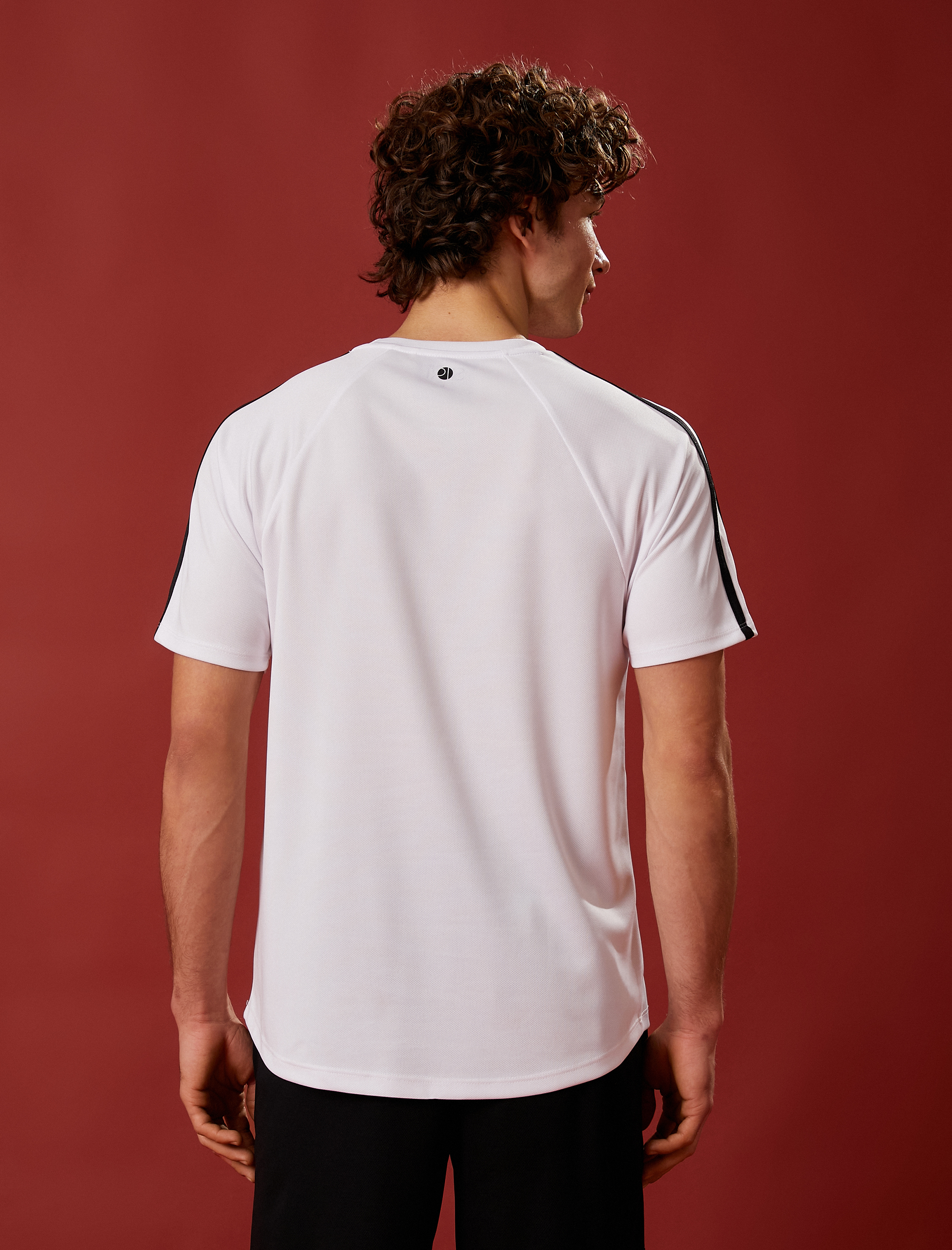   Sport Tişört Biyeli Bisiklet Yaka Kısa Kollu Nefes Alan Kumaş