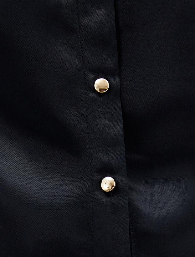   Gold Metal Düğmeli Gömlek Uzun Kollu