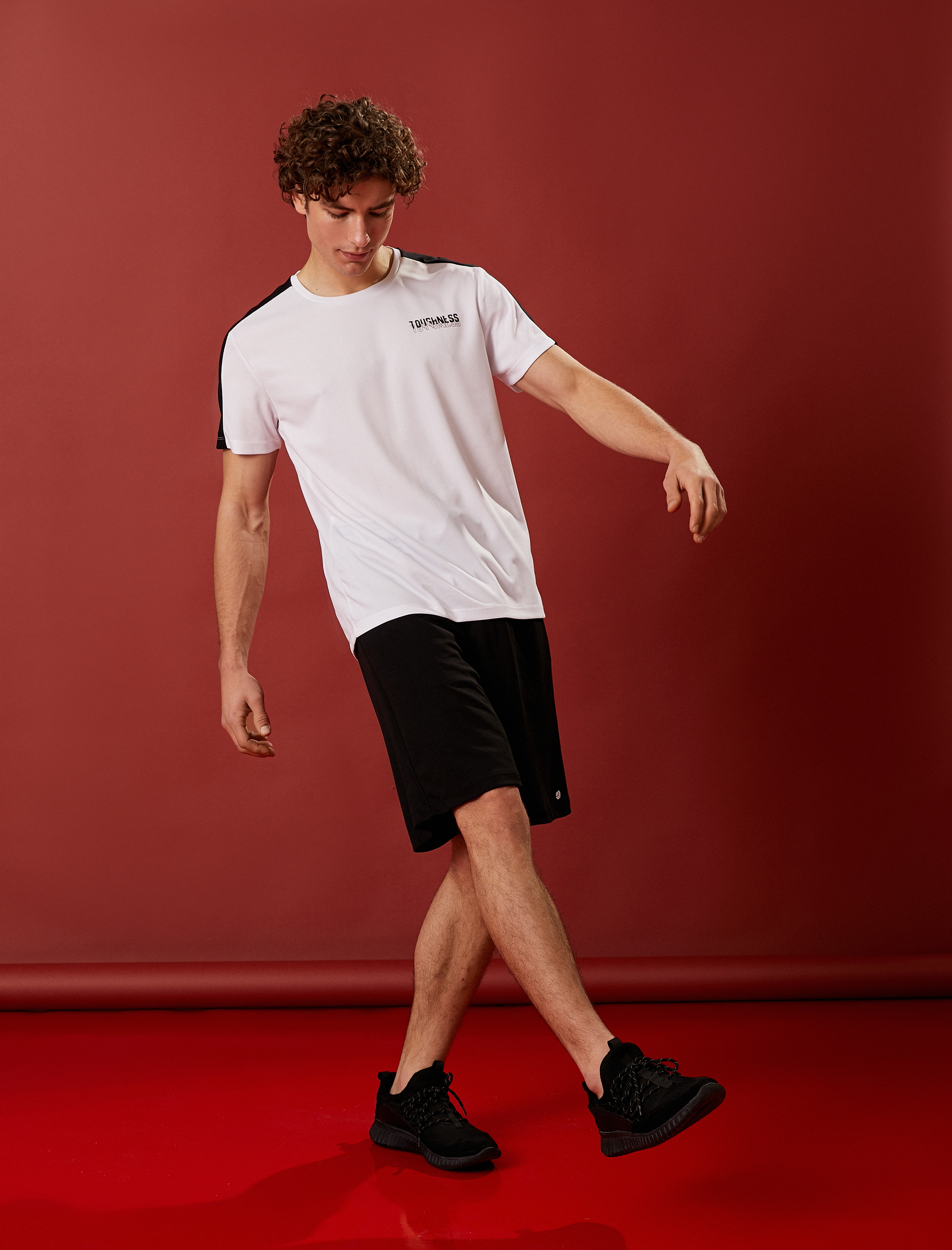   Spor Tişört Slogan Baskılı Bisiklet Yaka Kısa Kollu Nefes Alan Kumaş