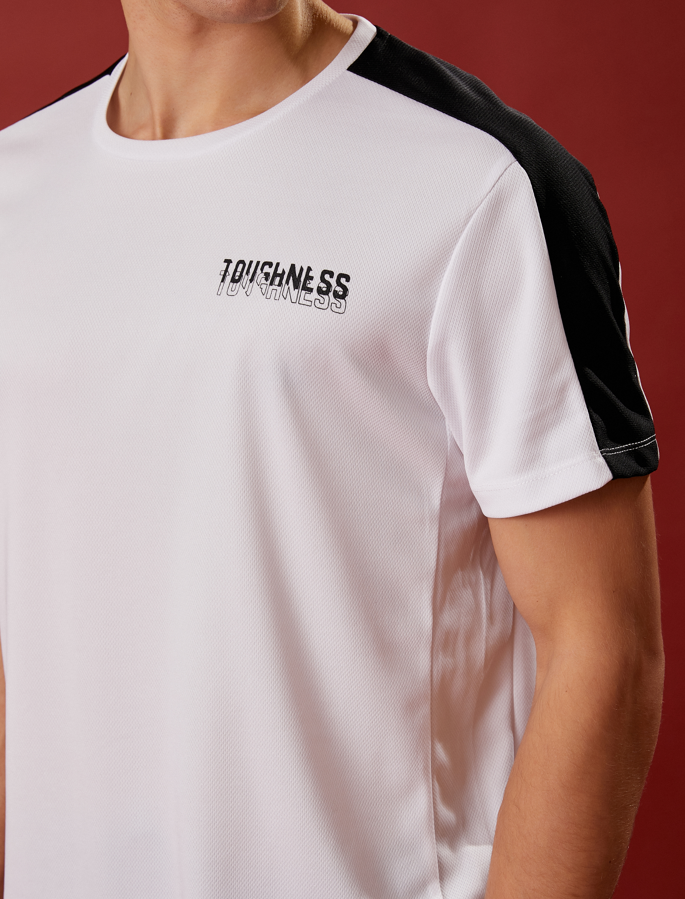   Spor Tişört Slogan Baskılı Bisiklet Yaka Kısa Kollu Nefes Alan Kumaş