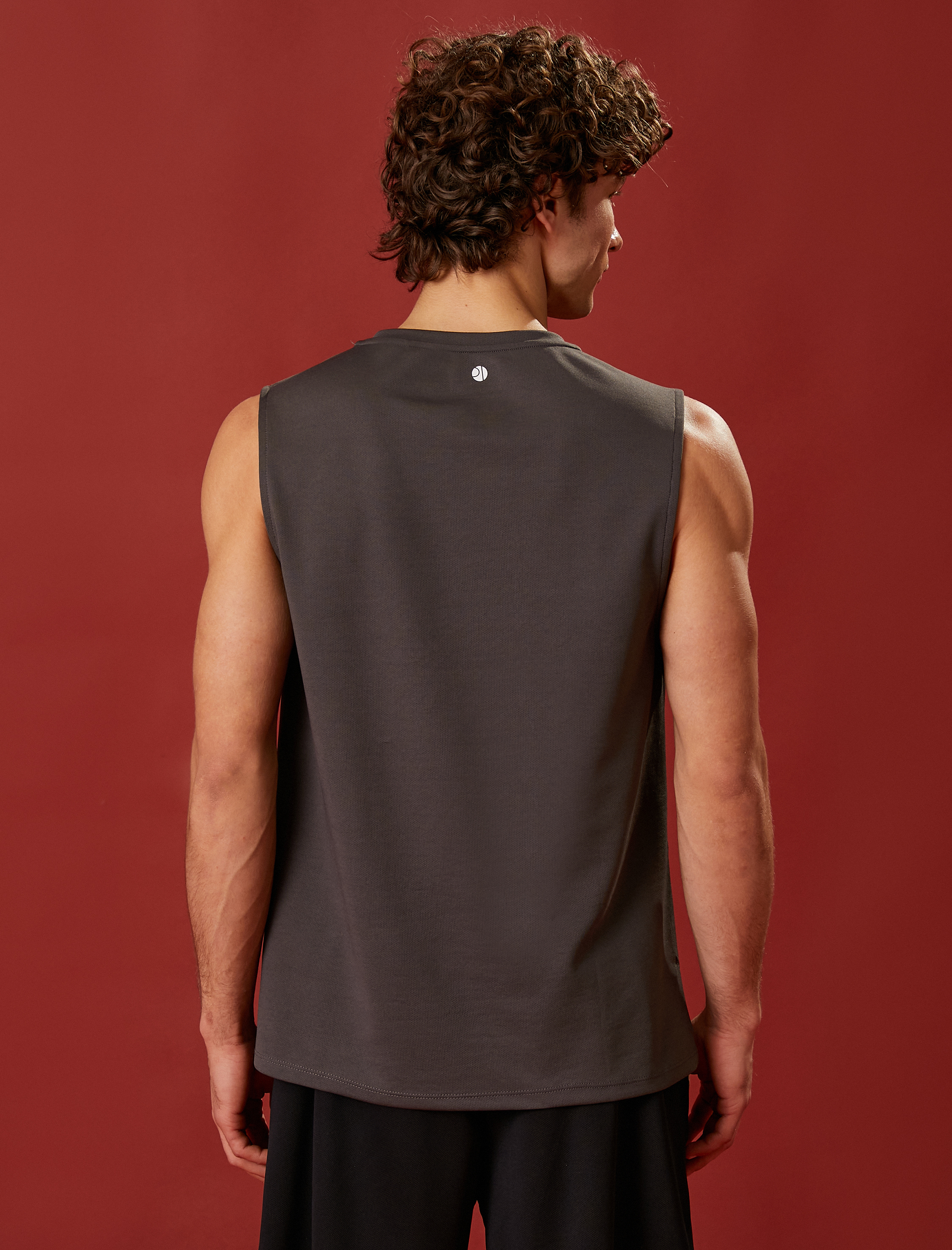   Slogan Baskılı Atlet Bisiklet Yaka