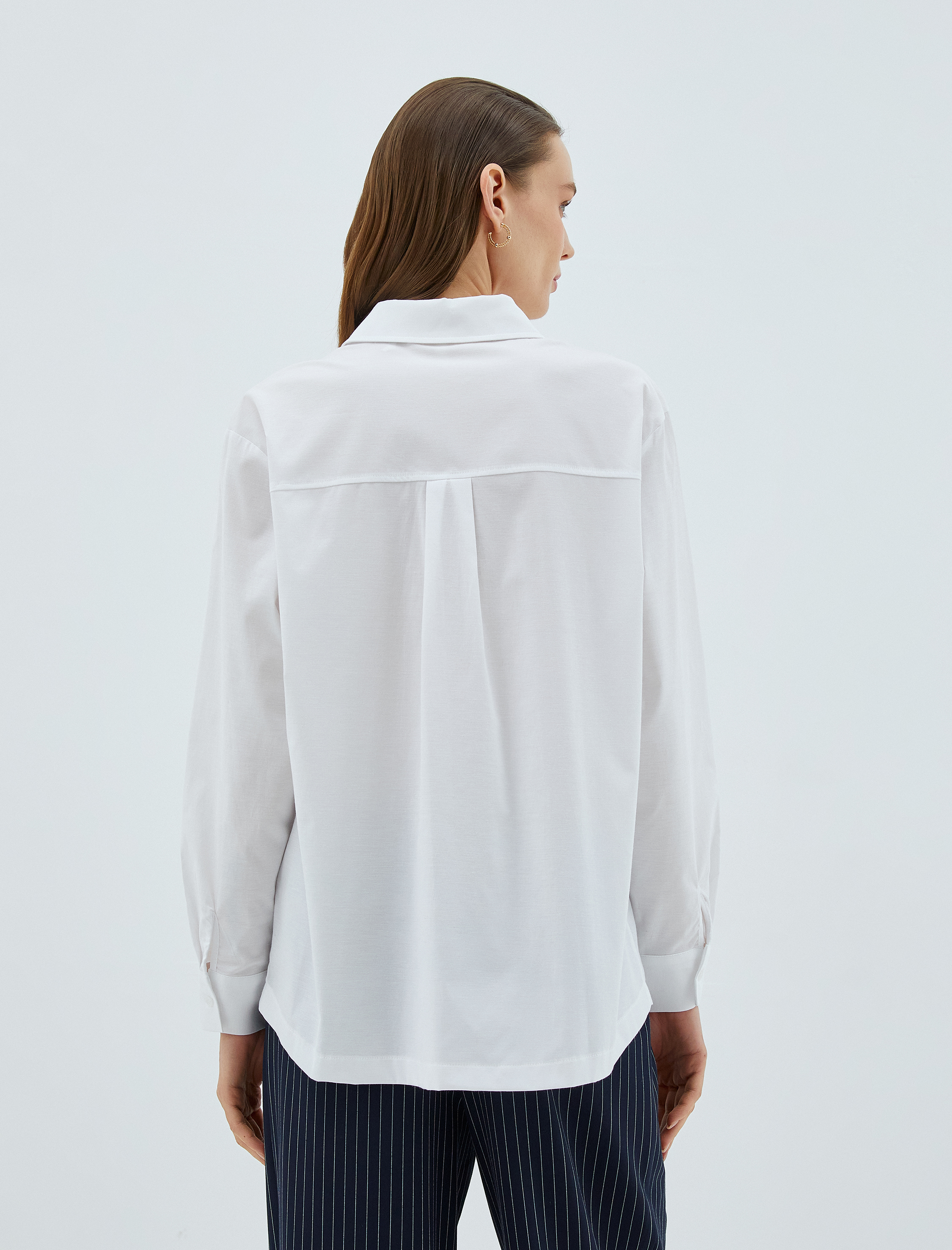   Pamuklu Gömlek Cep Detaylı Uzun Kollu