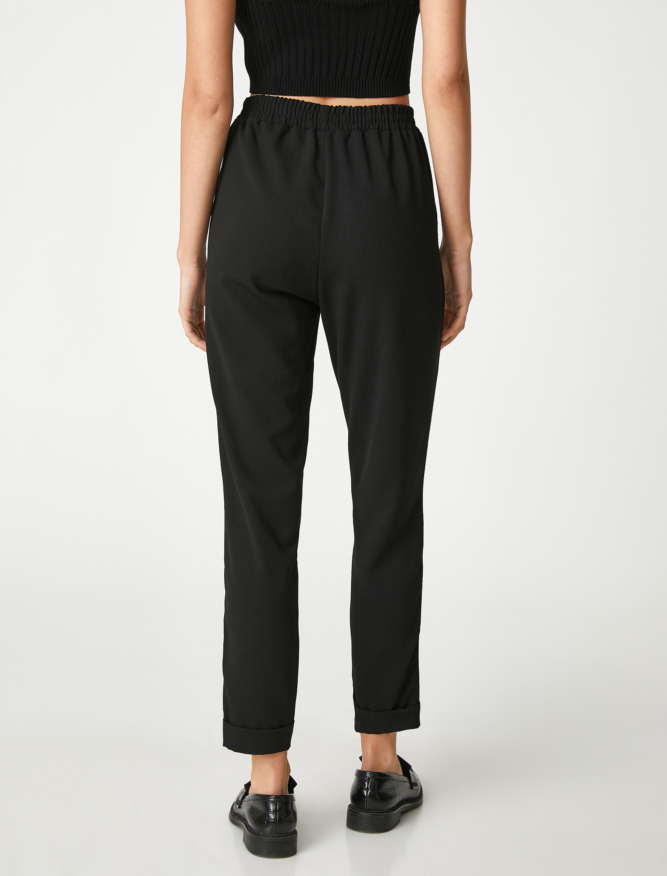   Rahat Pantolon Biye Detaylı Beli Lastikli Cepli