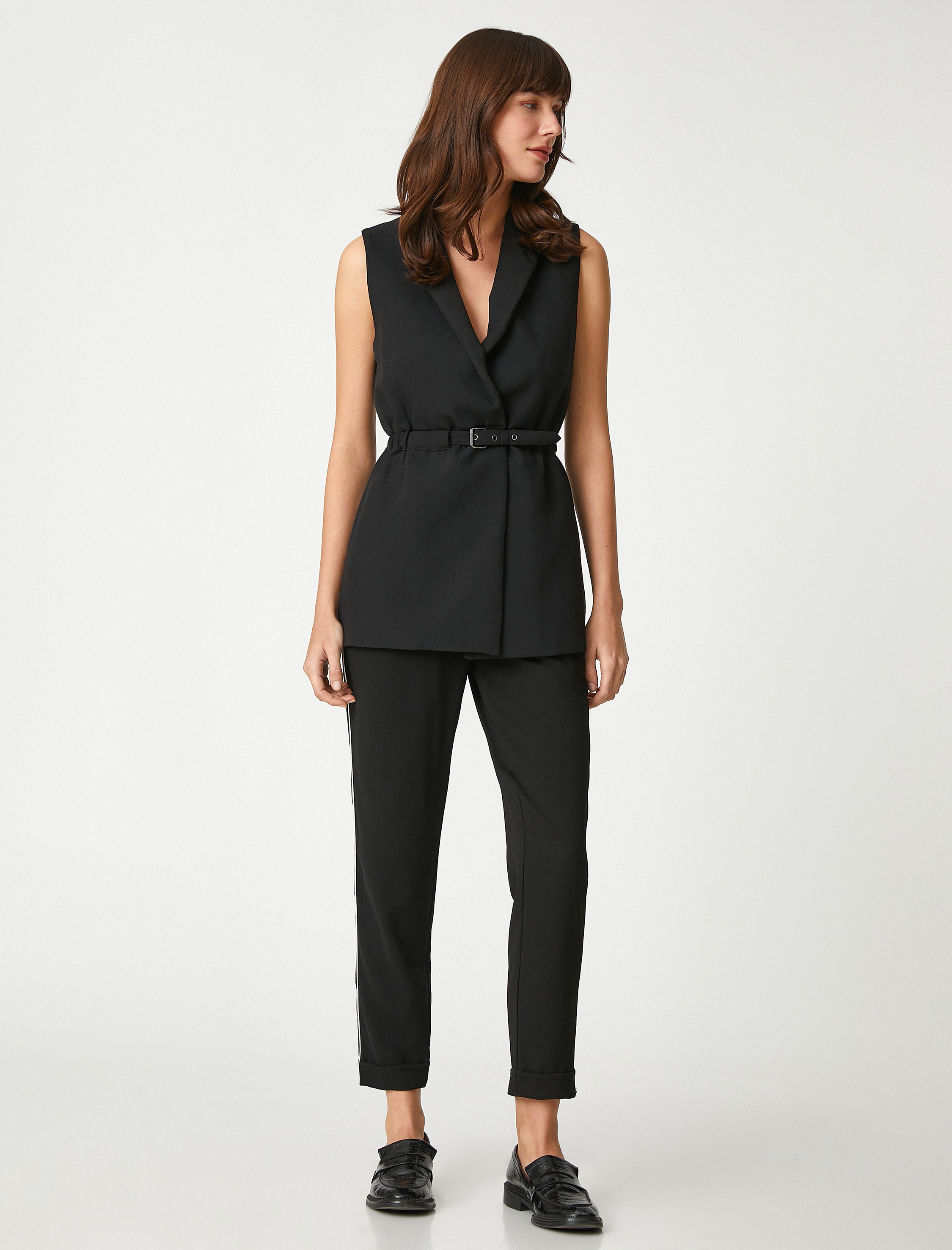   Rahat Pantolon Biye Detaylı Beli Lastikli Cepli