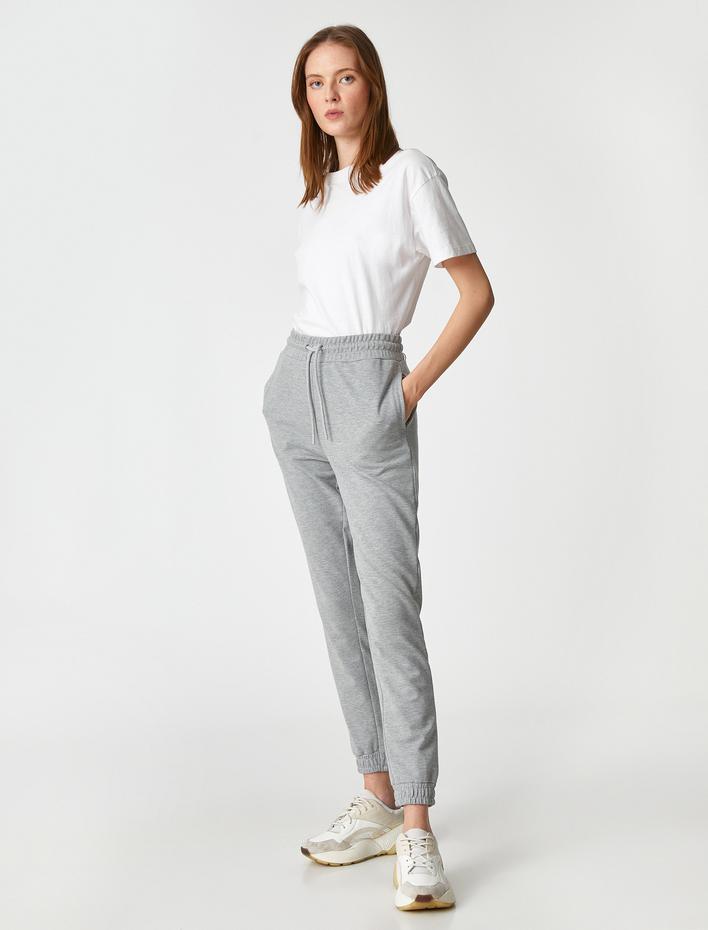  Jogger Eşofman Altı Beli Bağlamalı Pamuklu